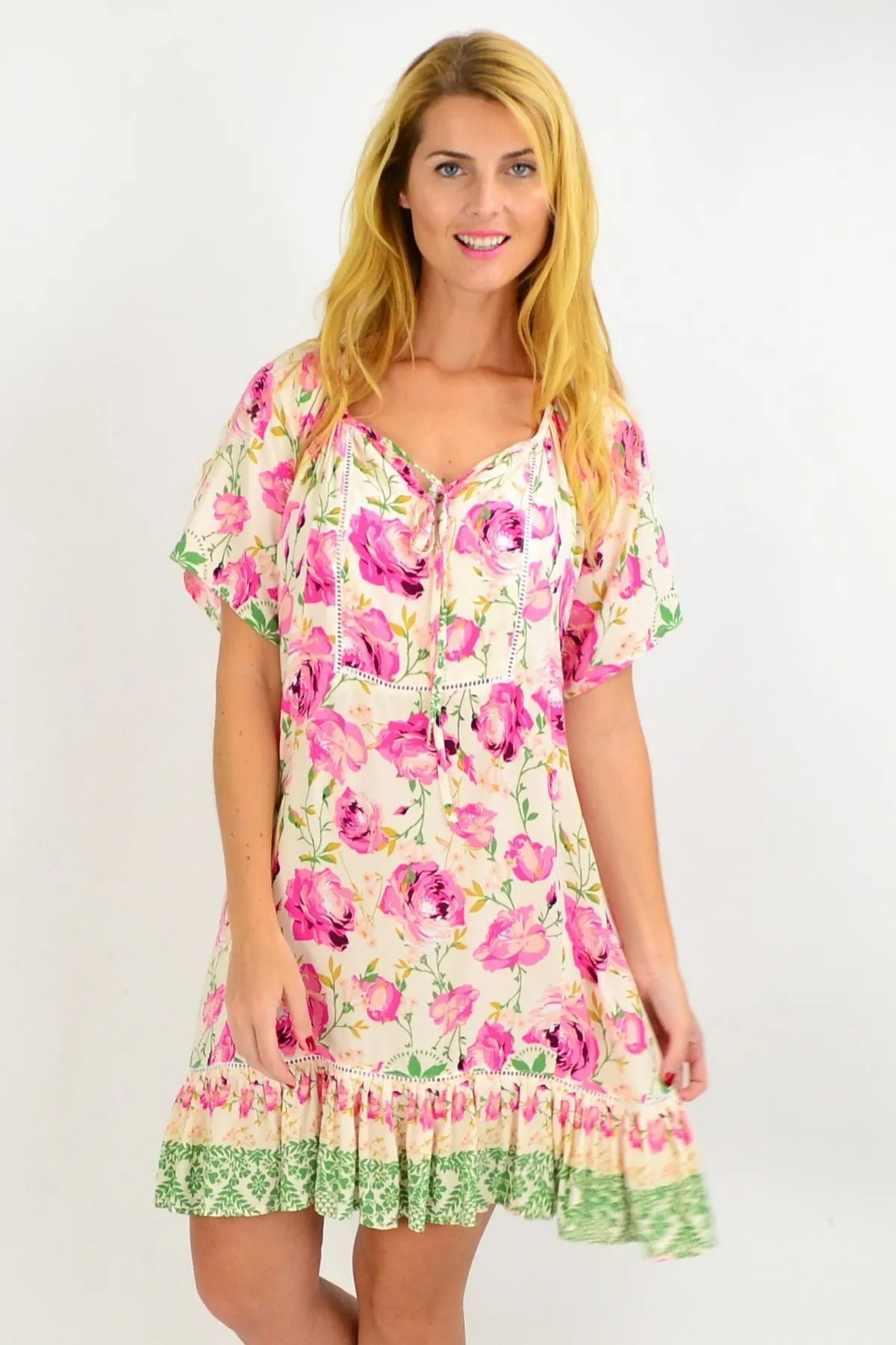 Pink Rose Flowy Tunic Dress