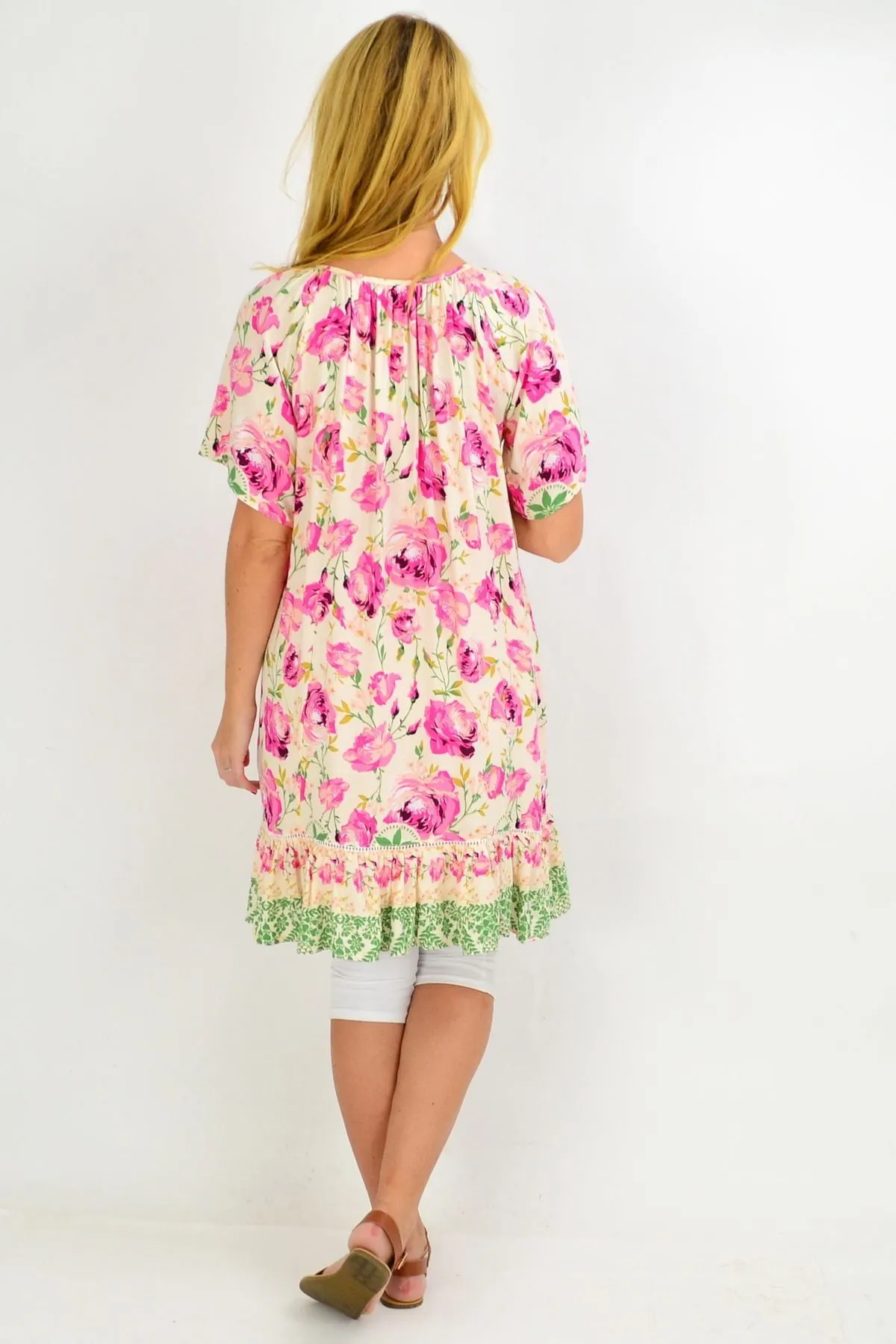 Pink Rose Flowy Tunic Dress