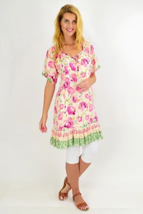 Pink Rose Flowy Tunic Dress