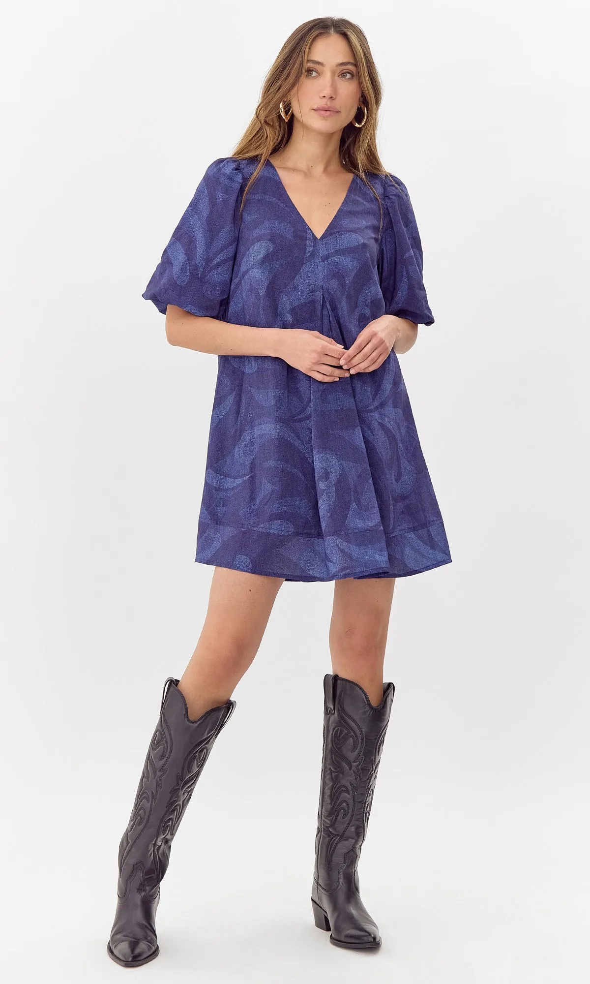 Polly Printed Puff Sleeve Mini Dress