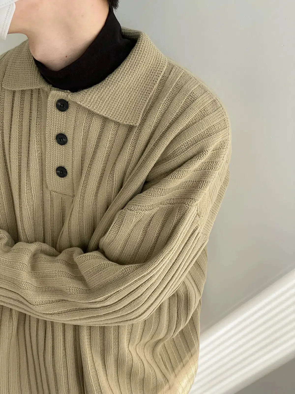 POLO Collar Striped Sweater