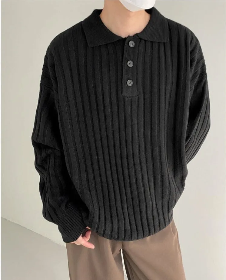 POLO Collar Striped Sweater