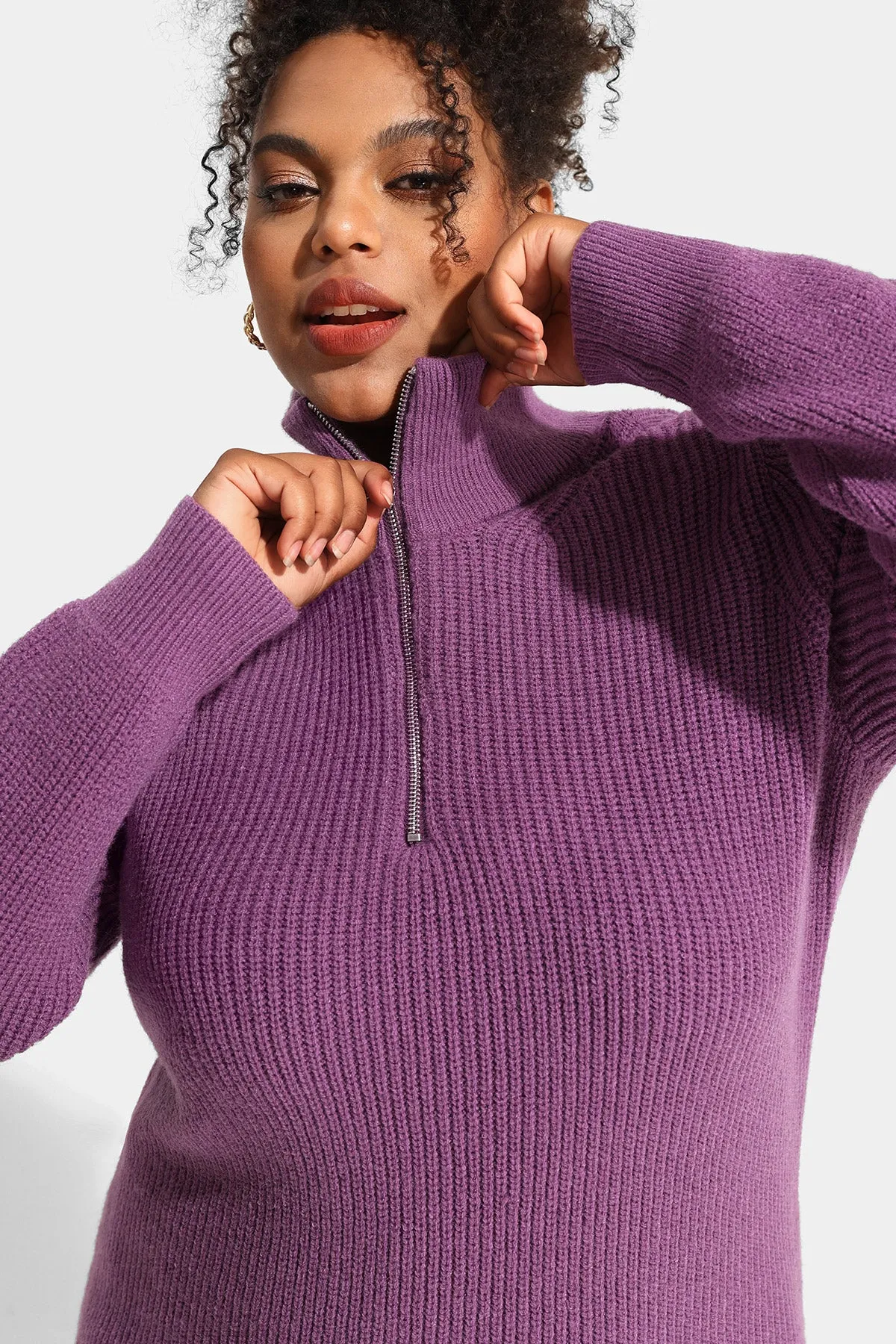 Polo V Neck Button Detail Woolen Sweater