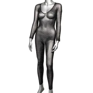 Radiance Crotchless Full Body Suit - One Size -  Black