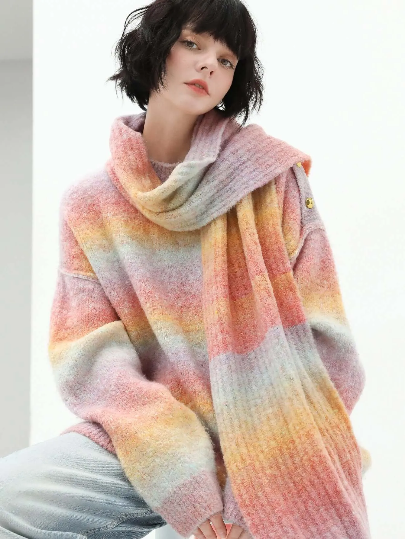 Rainbow Gradient Pullover Sweater