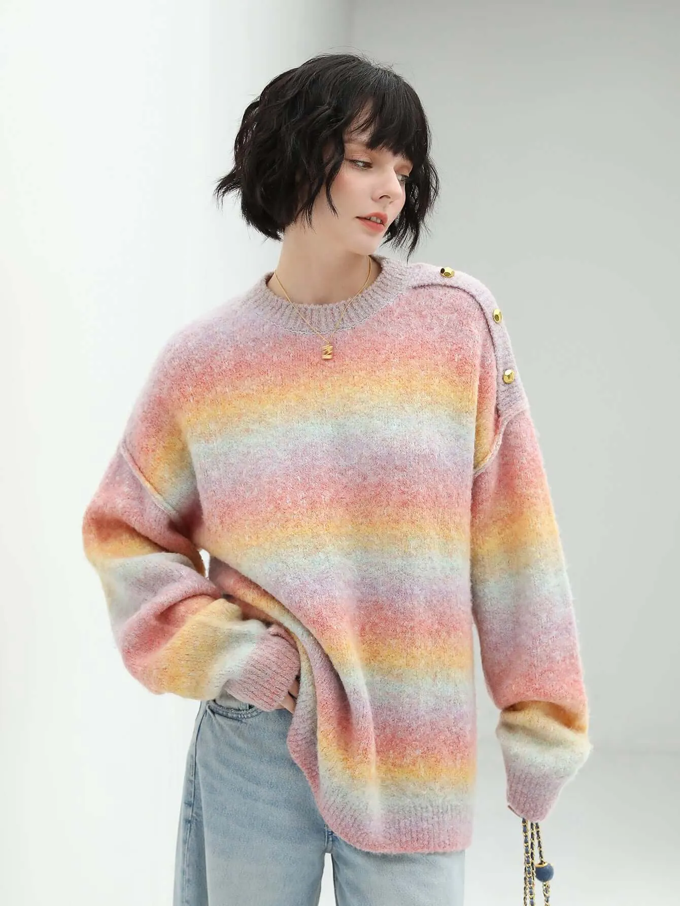 Rainbow Gradient Pullover Sweater