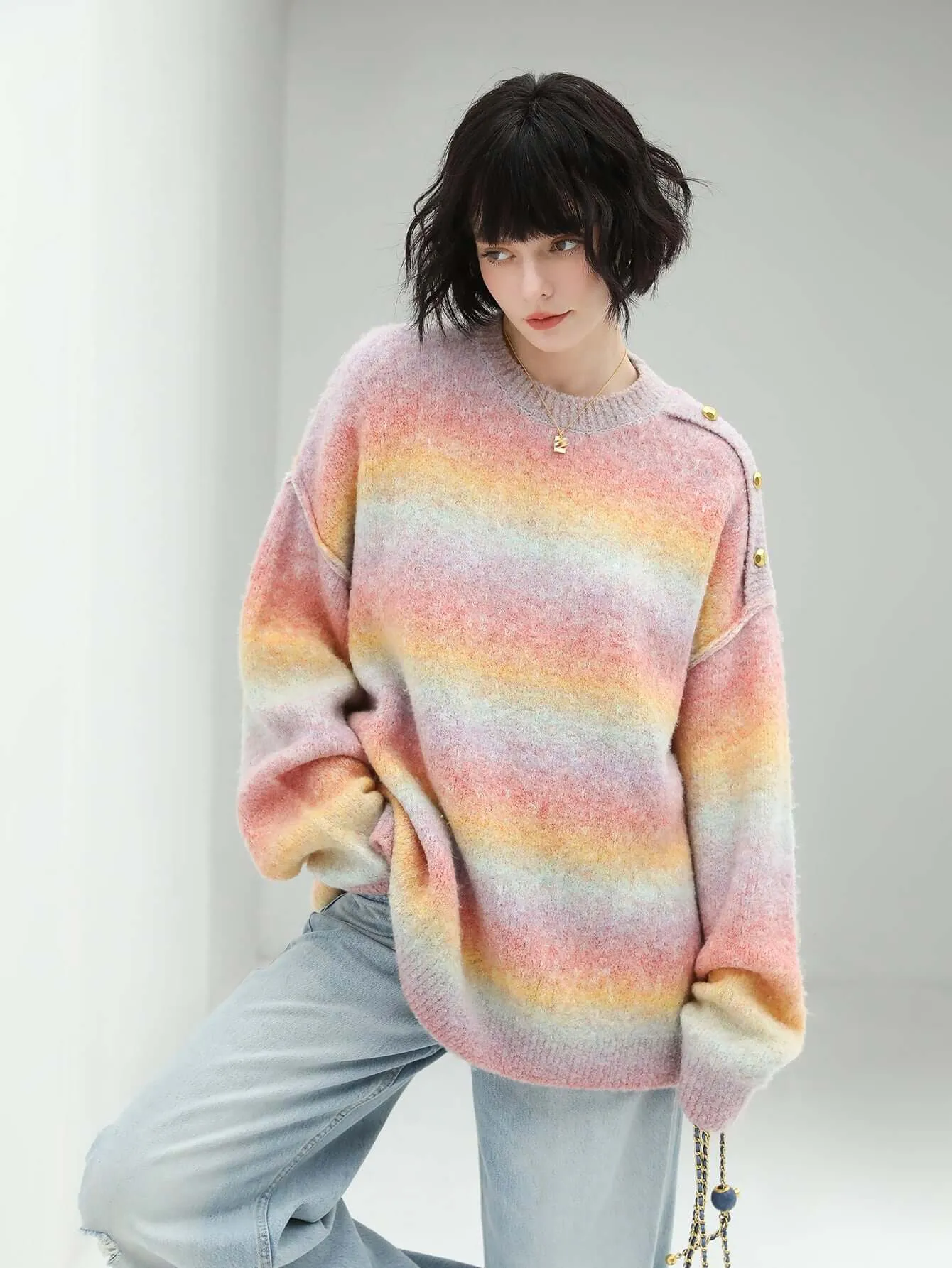 Rainbow Gradient Pullover Sweater