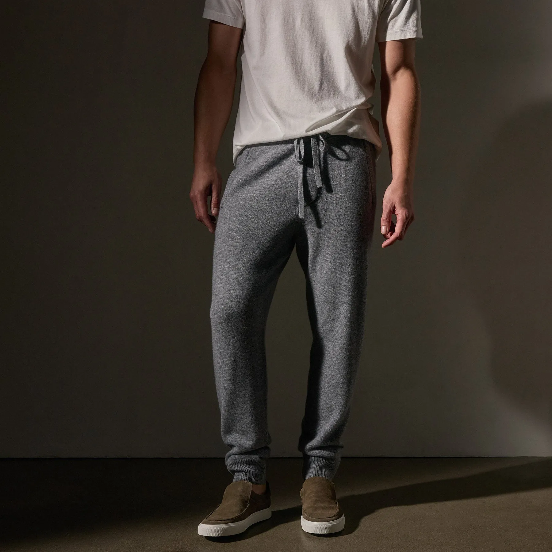 Recycled Cashmere Track Pant with Pockets - Heather Grey