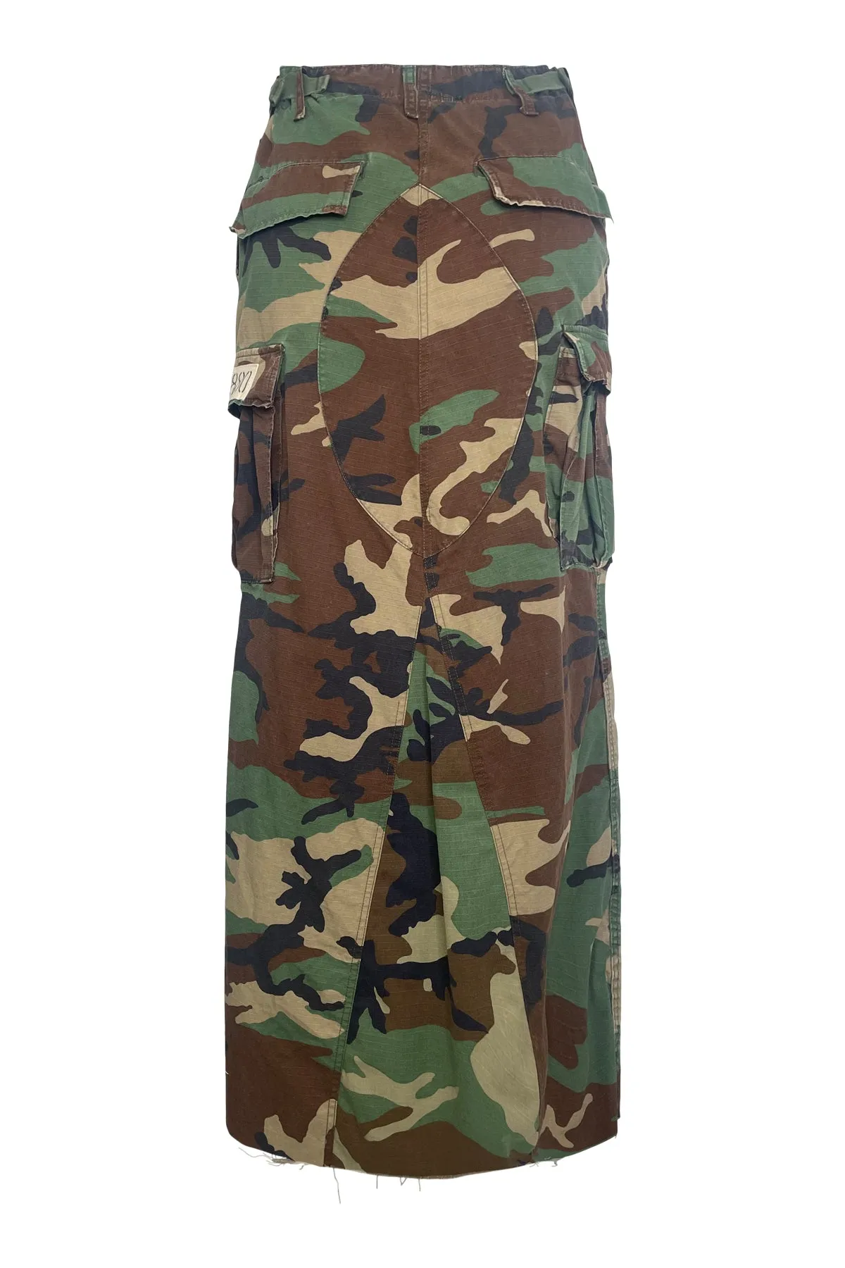 RILEY VINTAGE MAXI SLIT CAMO SKIRT ships within 2 weeks