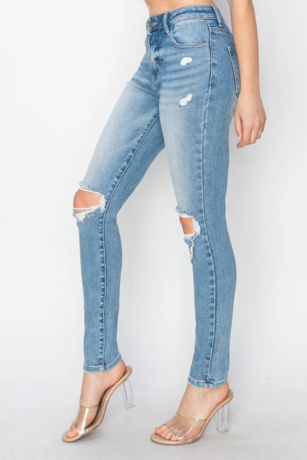 Risen Full Size High Rise Knee Distressed Skinny Jeans