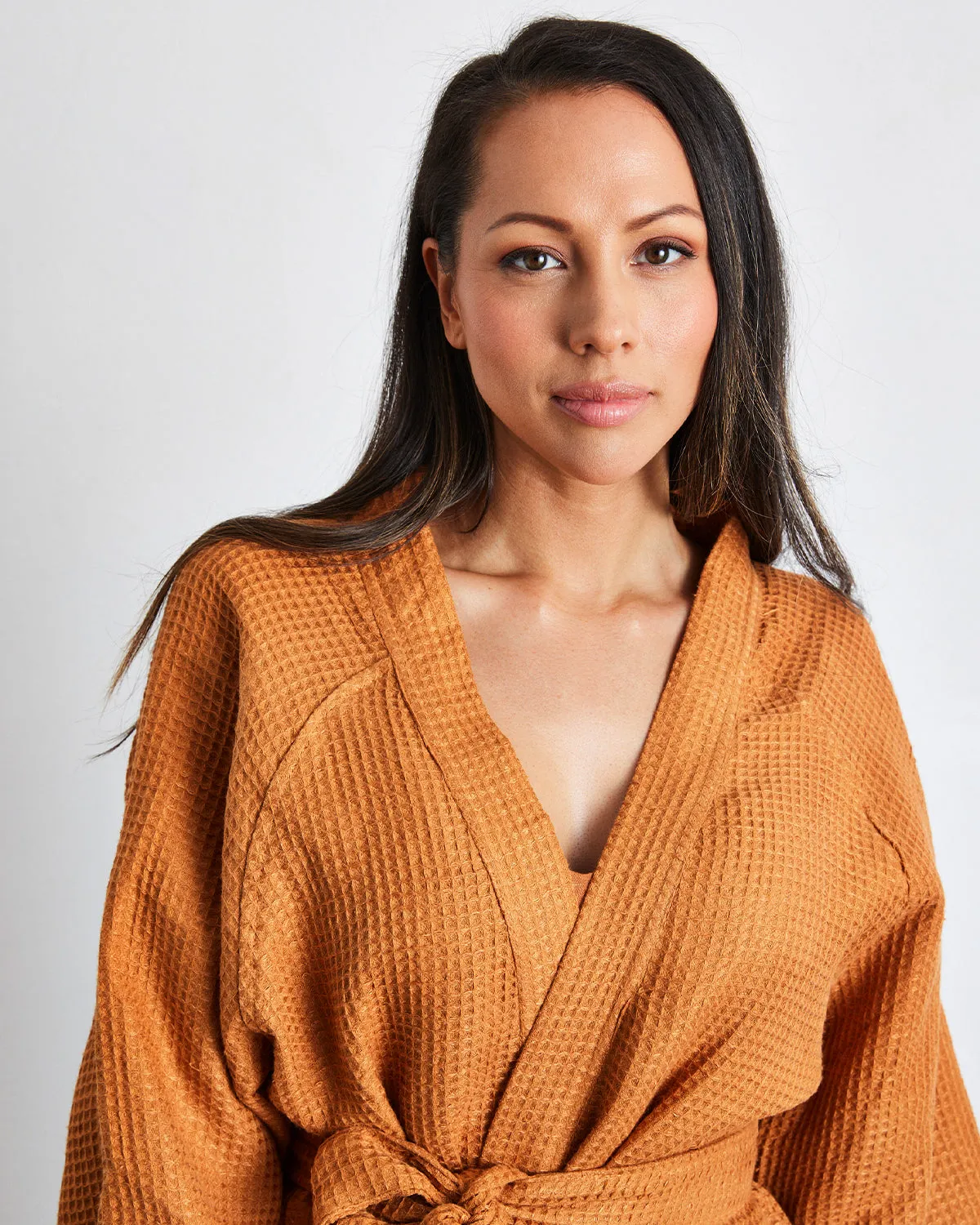 Rust 100% French Flax Linen Waffle Robe