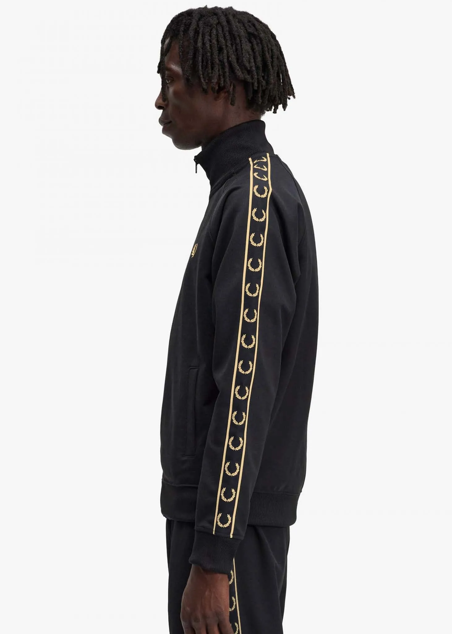 Seasonal taped track jacket - black gold