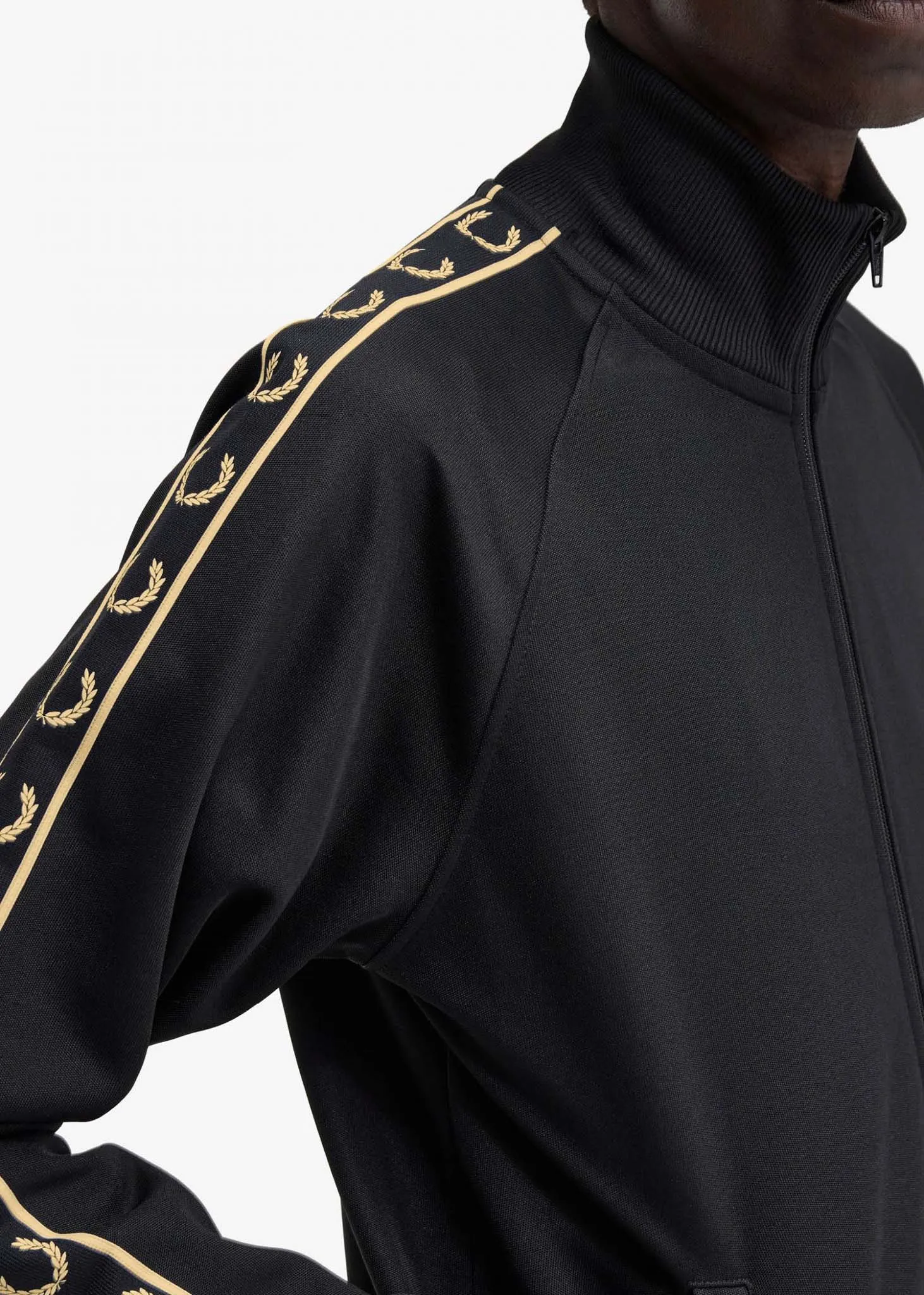 Seasonal taped track jacket - black gold