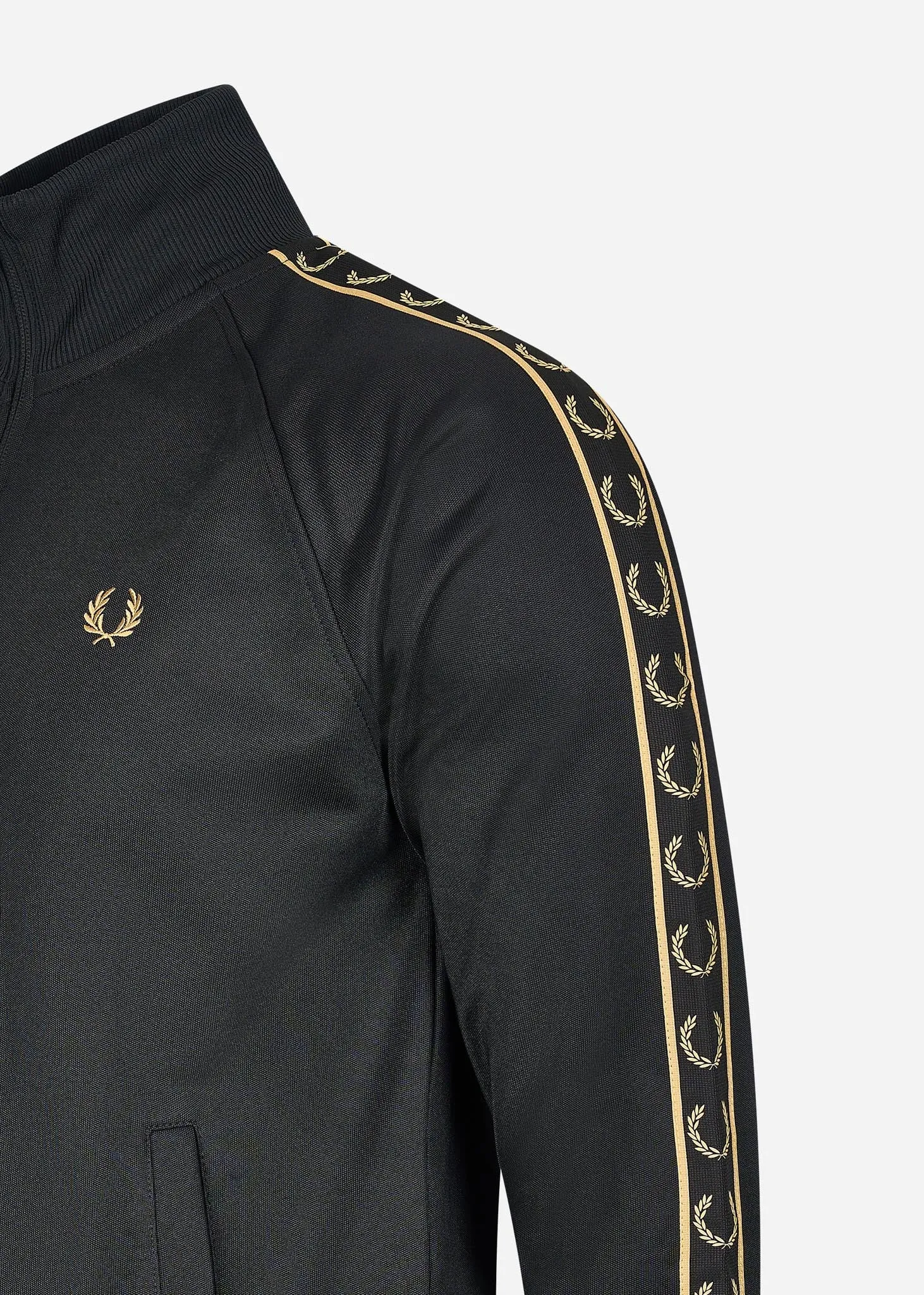 Seasonal taped track jacket - black gold