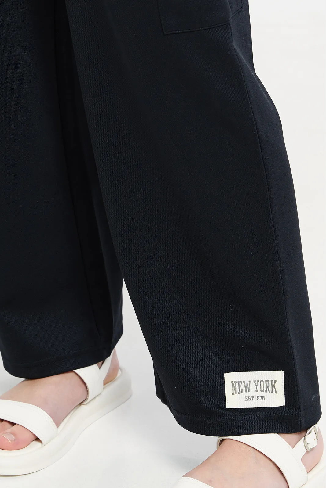 Senior Girls Black Cargo Track Pants