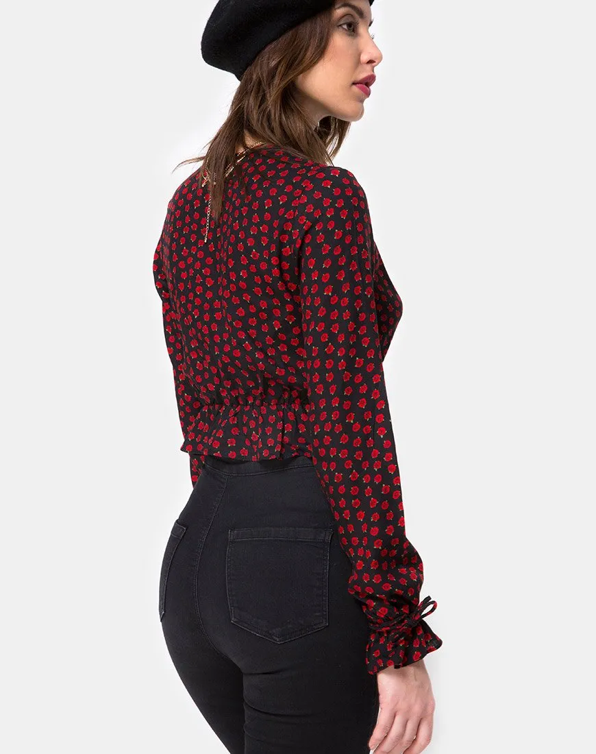 Sibel Top in Dotty Rose Black