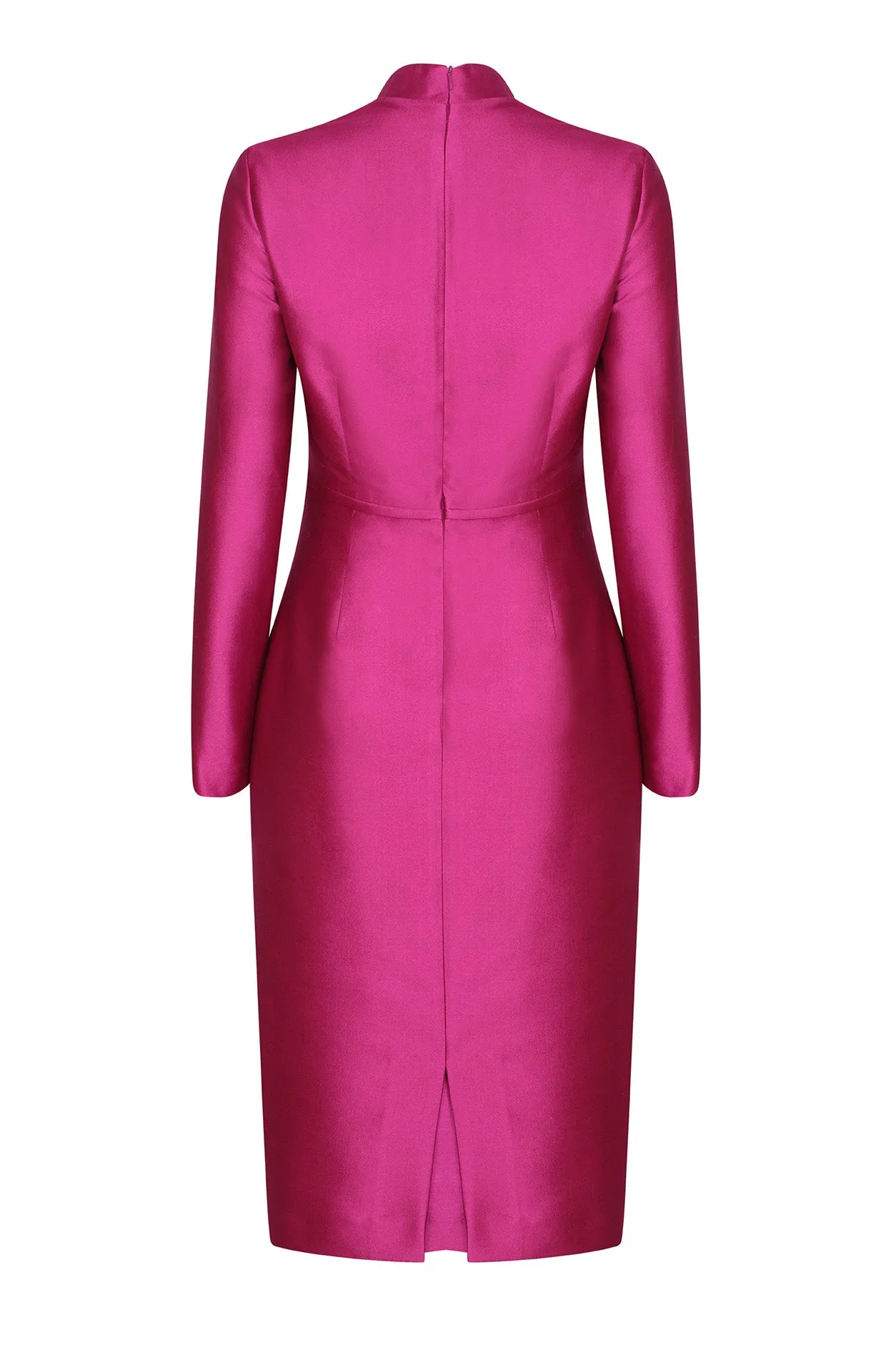 Silk Sateen Dress in Fuchsia - Emma