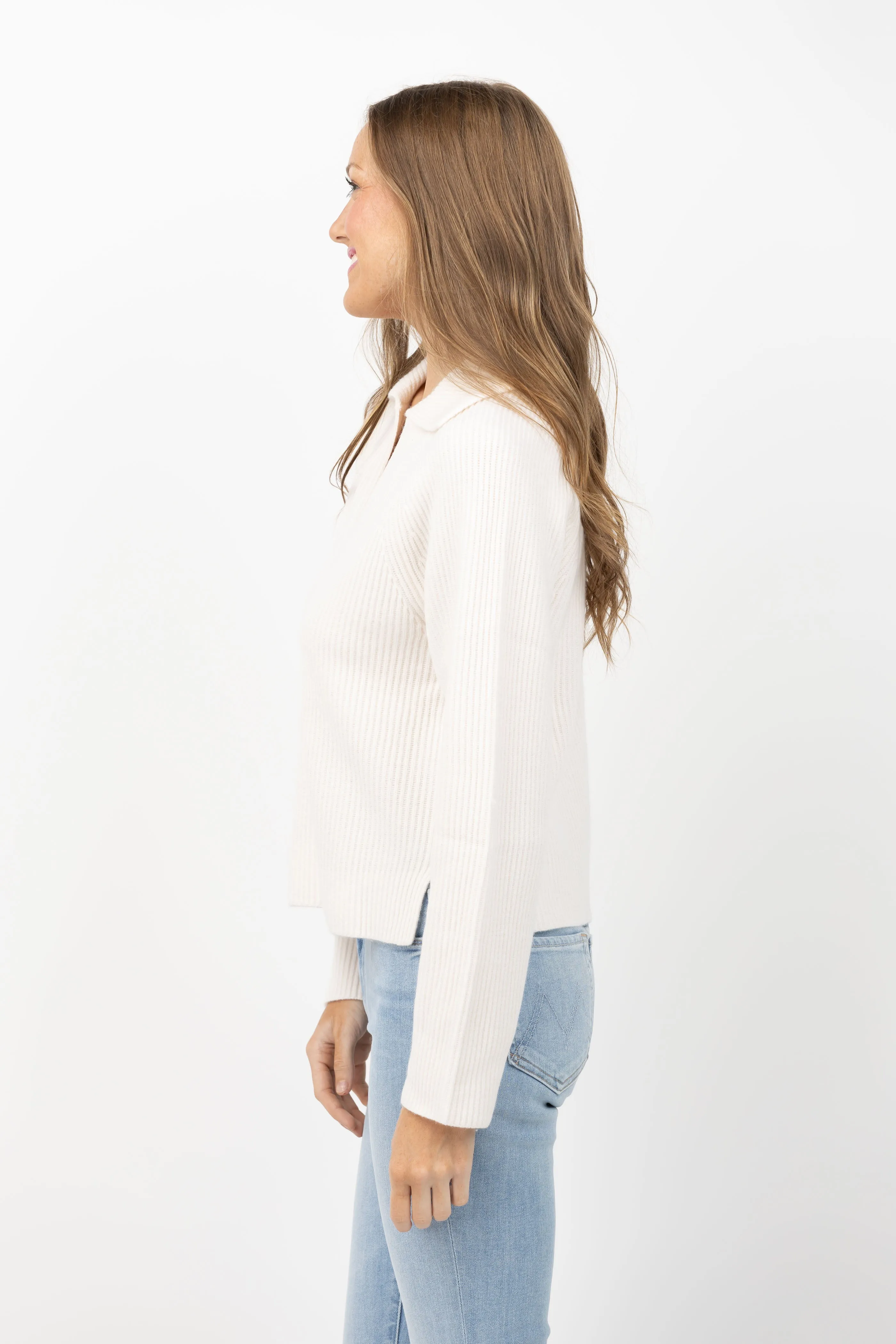 Simkhai Lopez Polo Sweater in Ivory