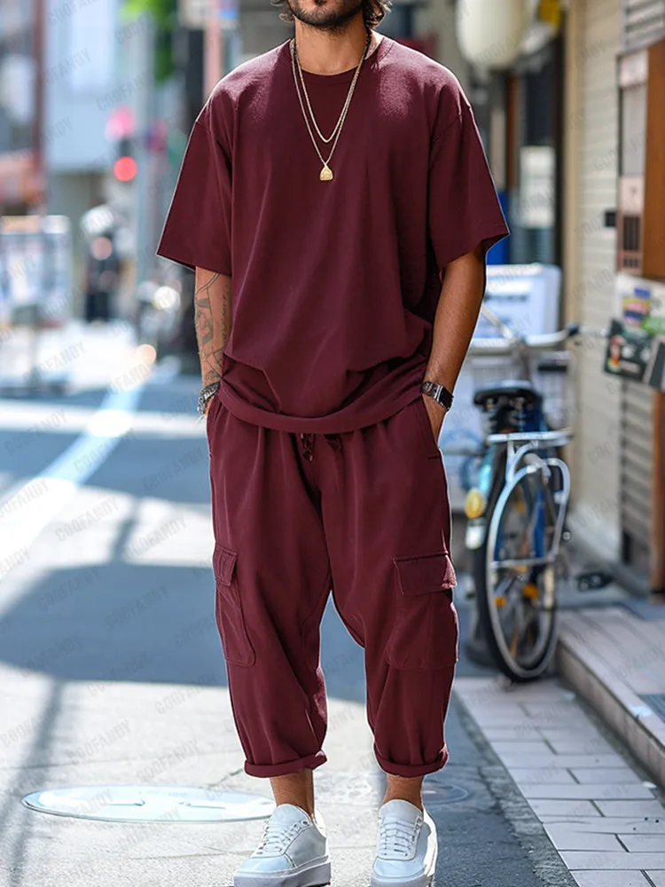 Soft Stretch T-shirt Cargo Pants Set