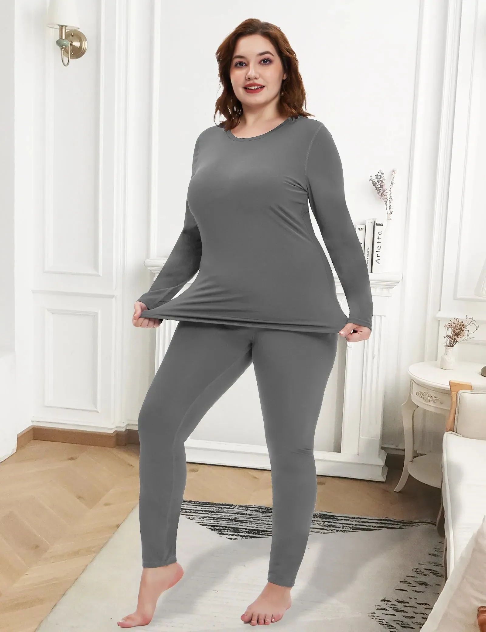 Solid Fleece Thermal Underwear Basic Emboitement