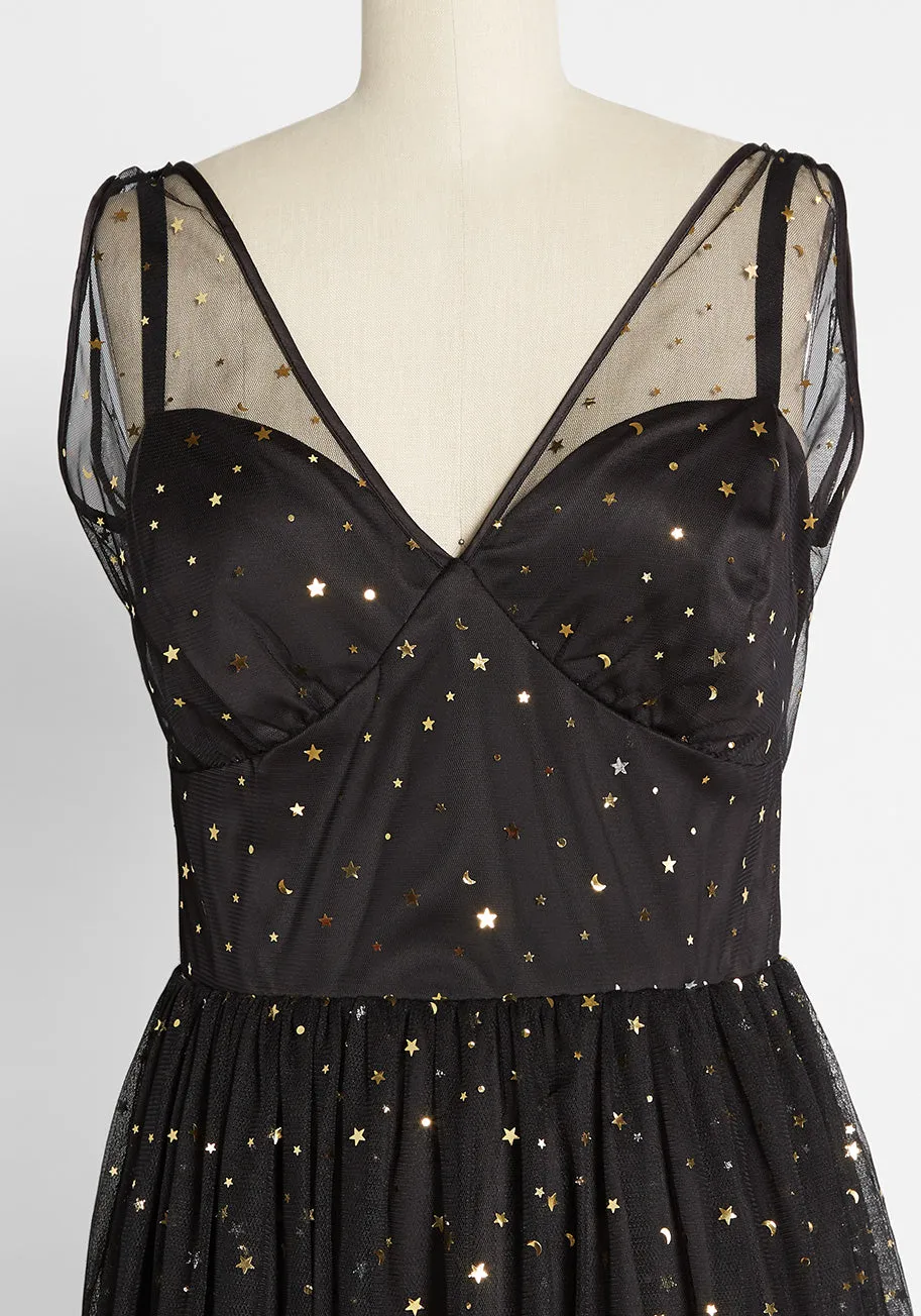 Starry Eyed on Holiday Nights A-Line Dress