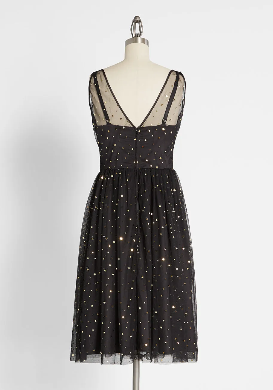 Starry Eyed on Holiday Nights A-Line Dress