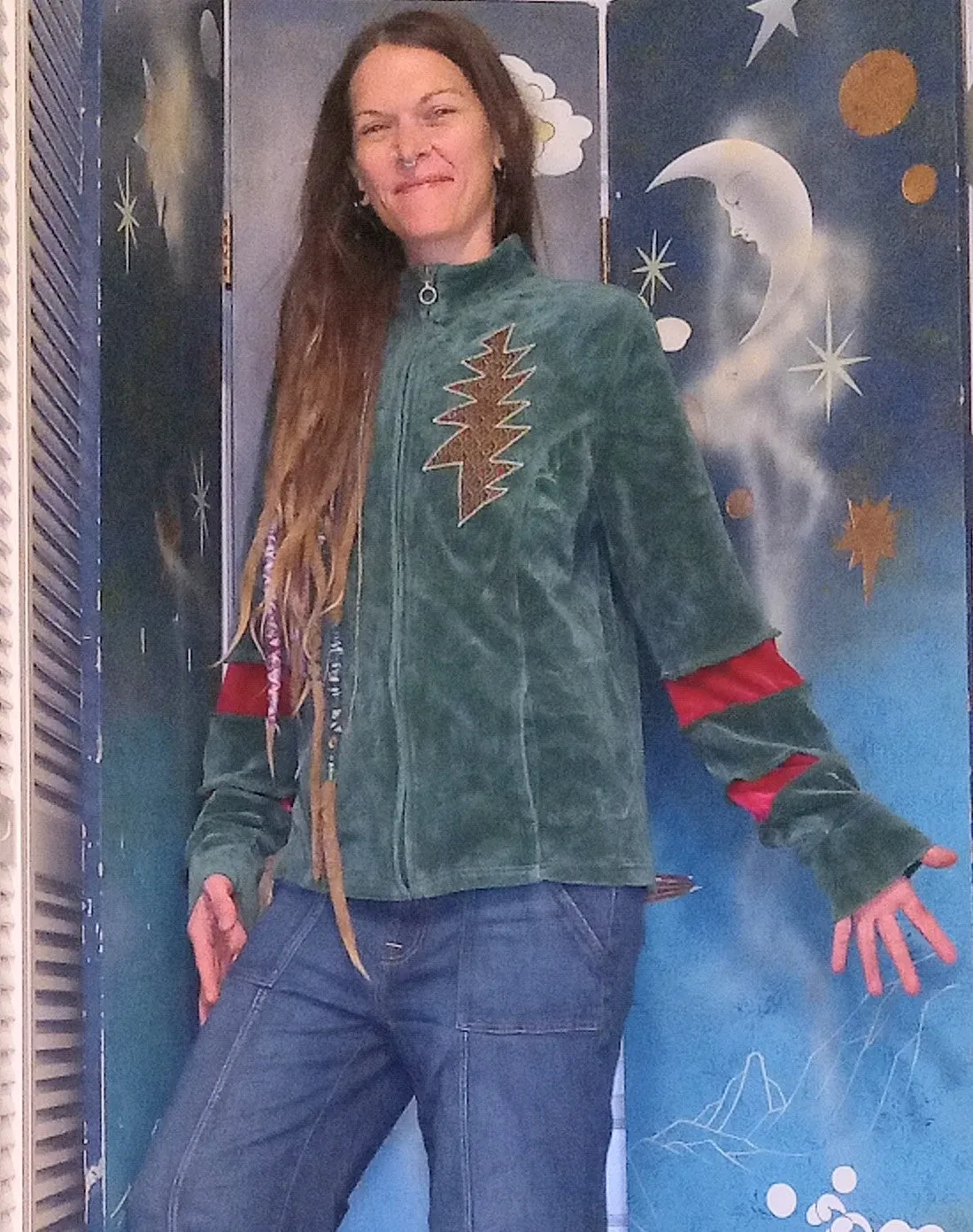 Steal Your Mistletoe Eco Velour Grateful Dead Holiday Track Jacket with Pockets