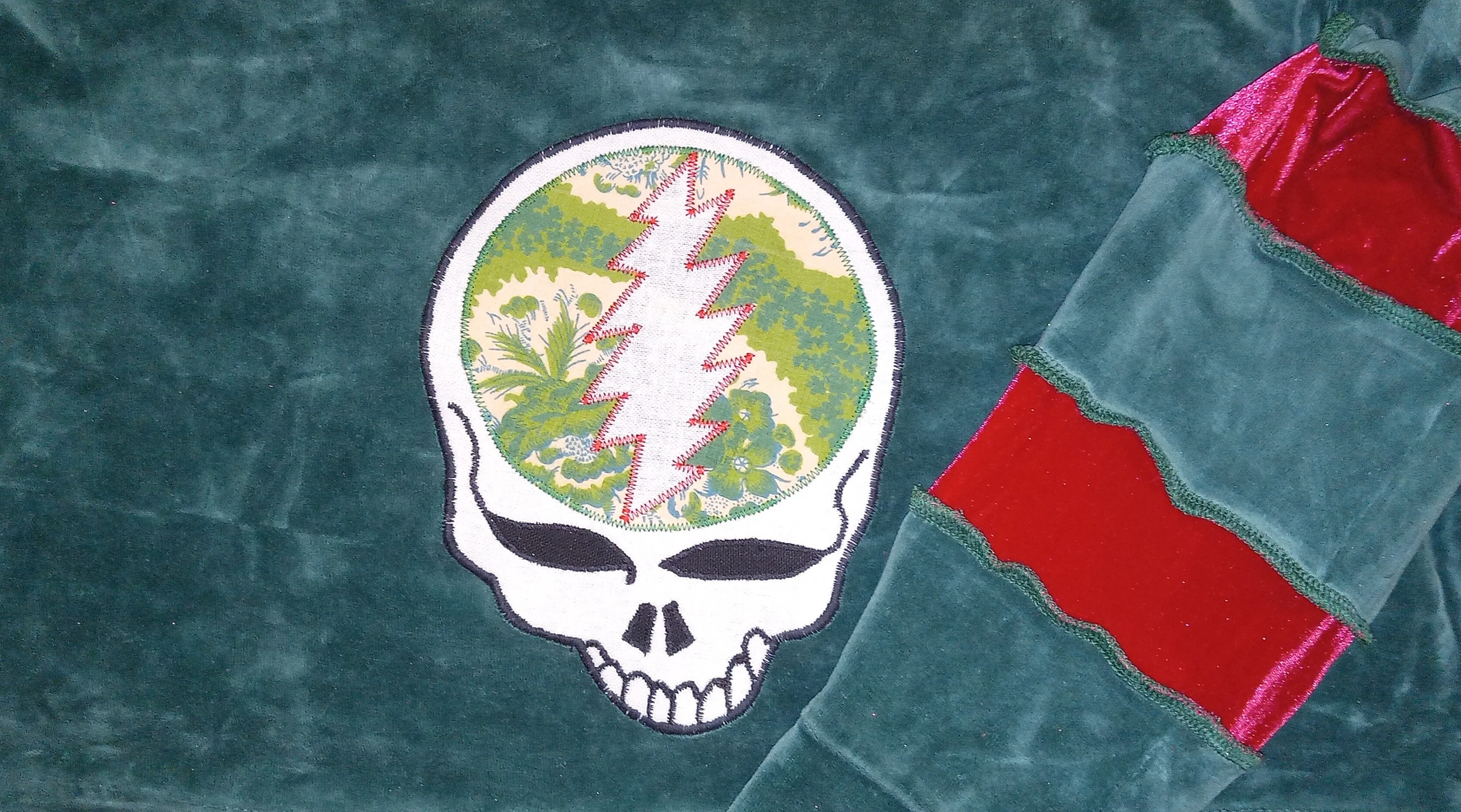 Steal Your Mistletoe Eco Velour Grateful Dead Holiday Track Jacket with Pockets