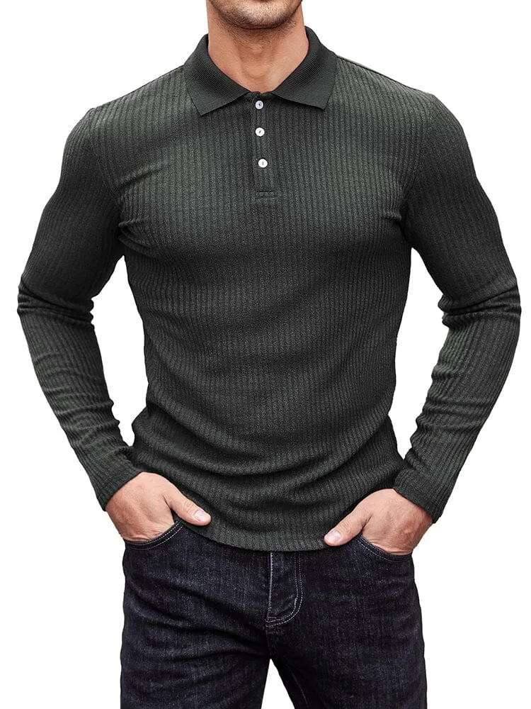 Stretchy Slim Fit Knit Polo Shirt (US Only)