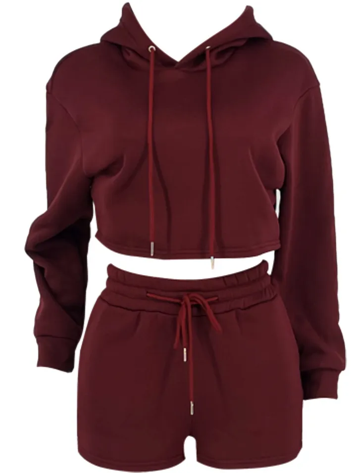 TEEK - Burgundy Hoodie Two Piece Set