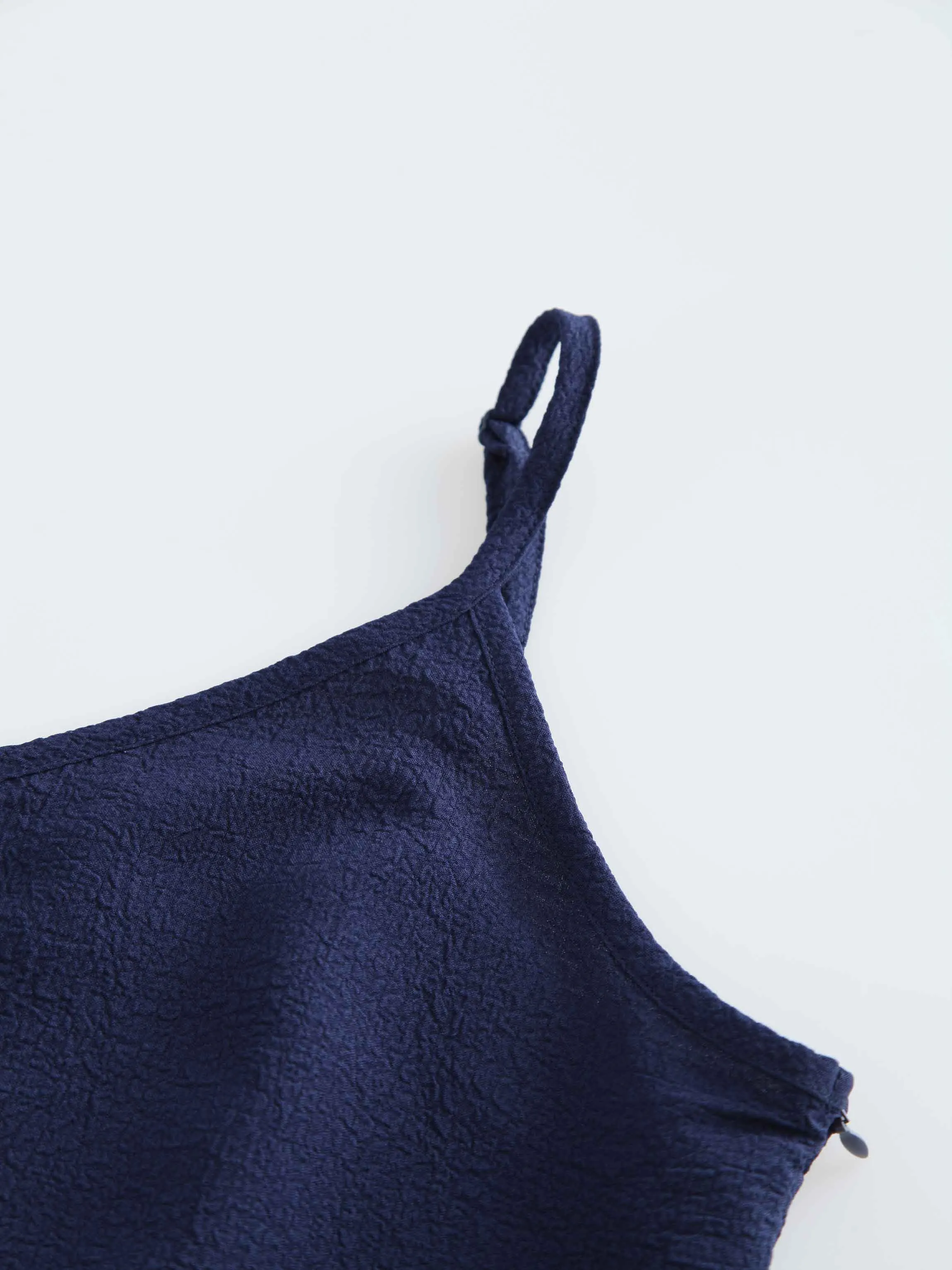 Textured Slip Dress-Navy