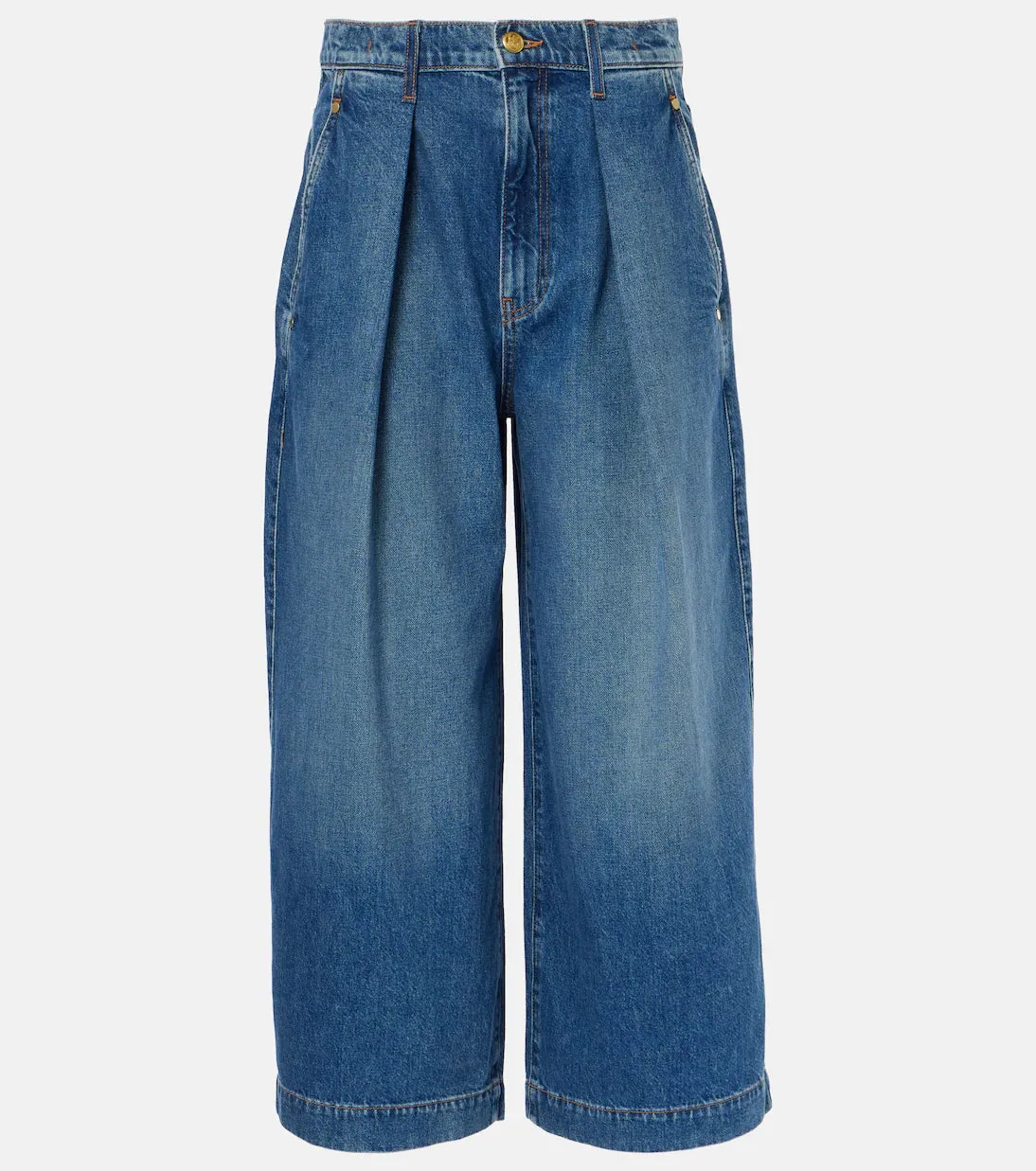 The April Jean Blue Wide-Leg Cotton Denim Jeans