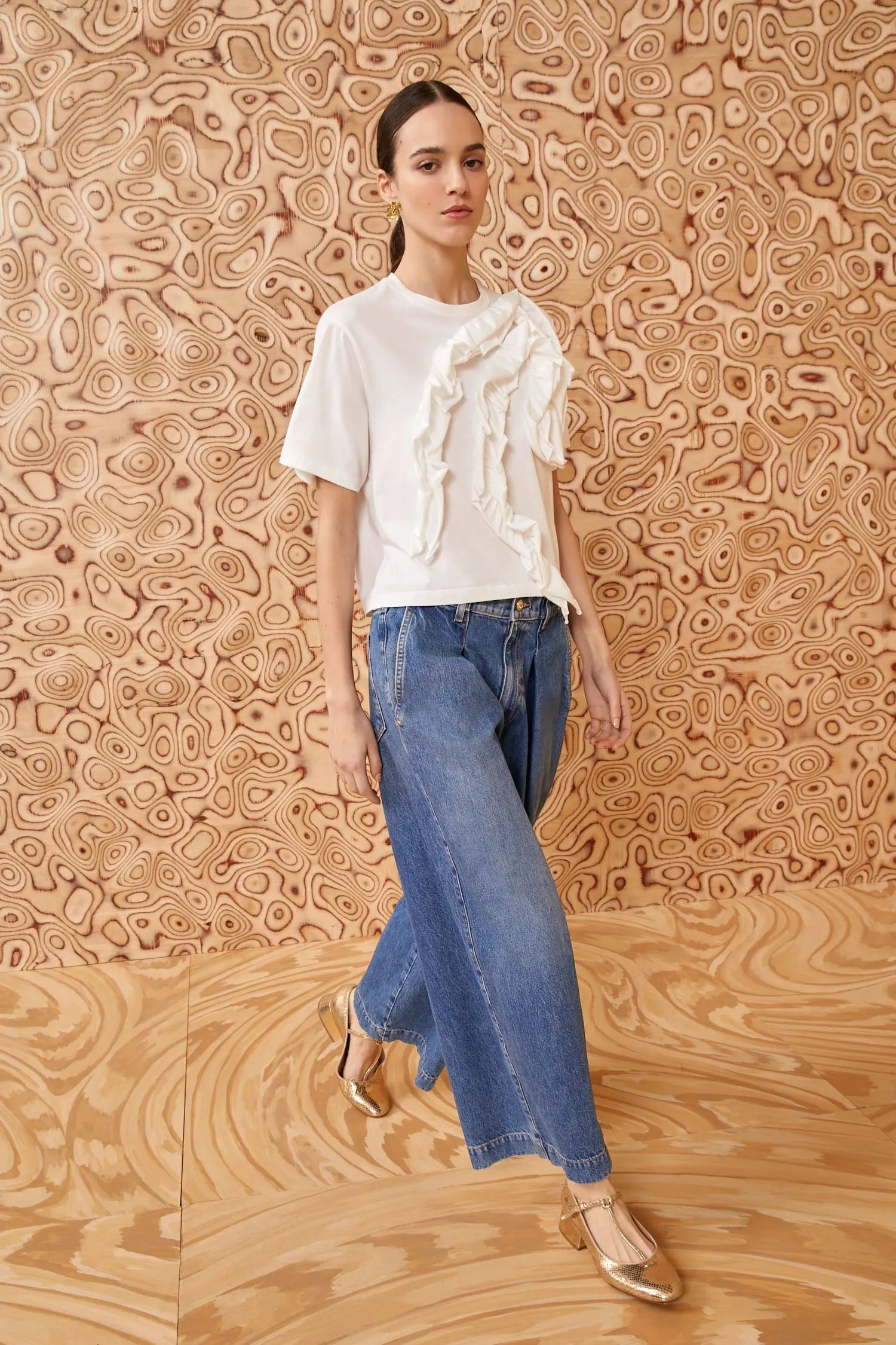 The April Jean Blue Wide-Leg Cotton Denim Jeans