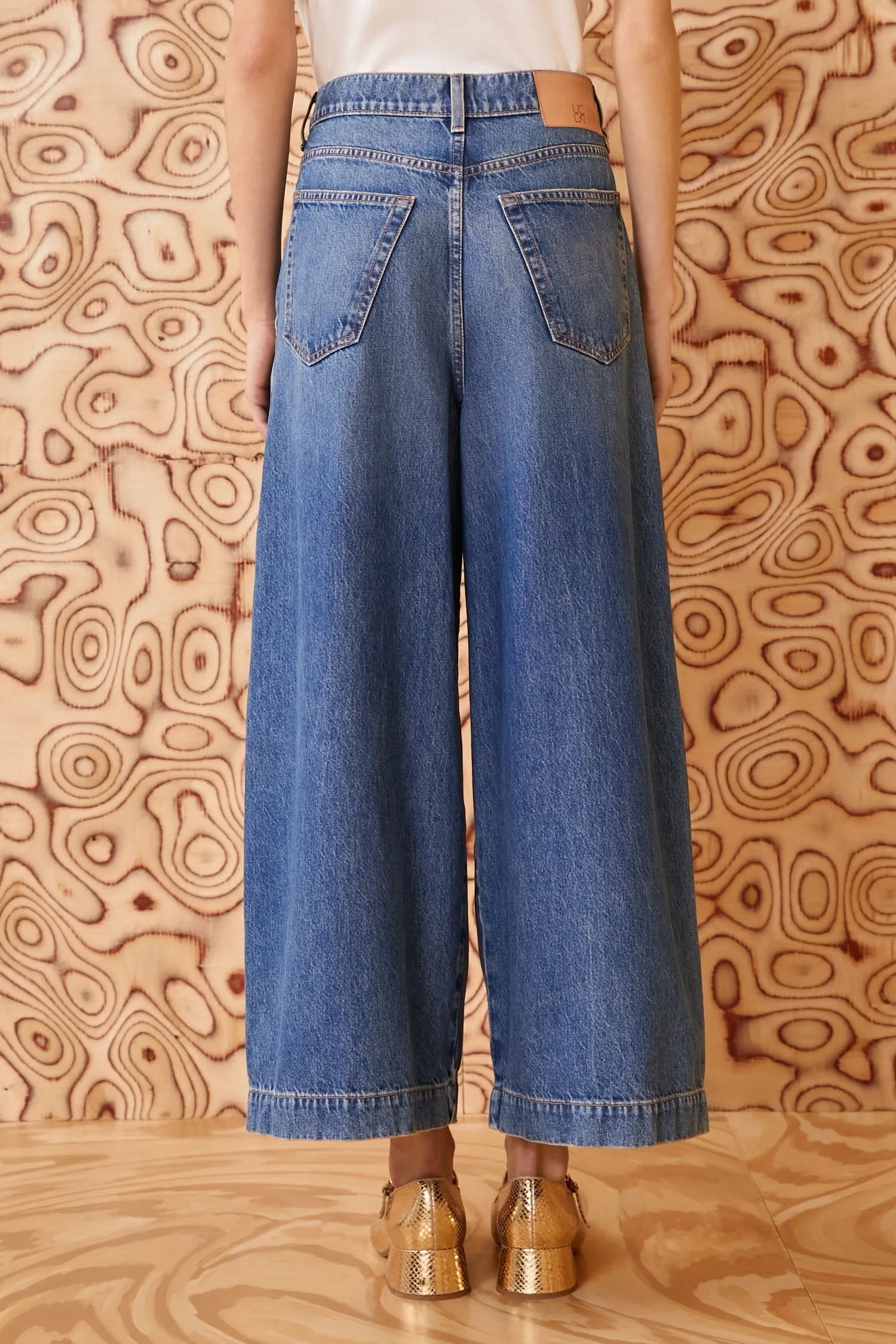 The April Jean Blue Wide-Leg Cotton Denim Jeans