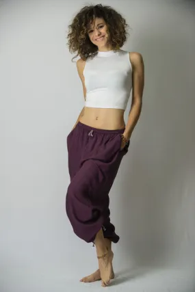 The Best Super Soft Cotton Yoga Pants Ever Elastic Waist Wine