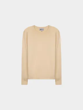 THIN KNIT CREW SWEATER-CREAM