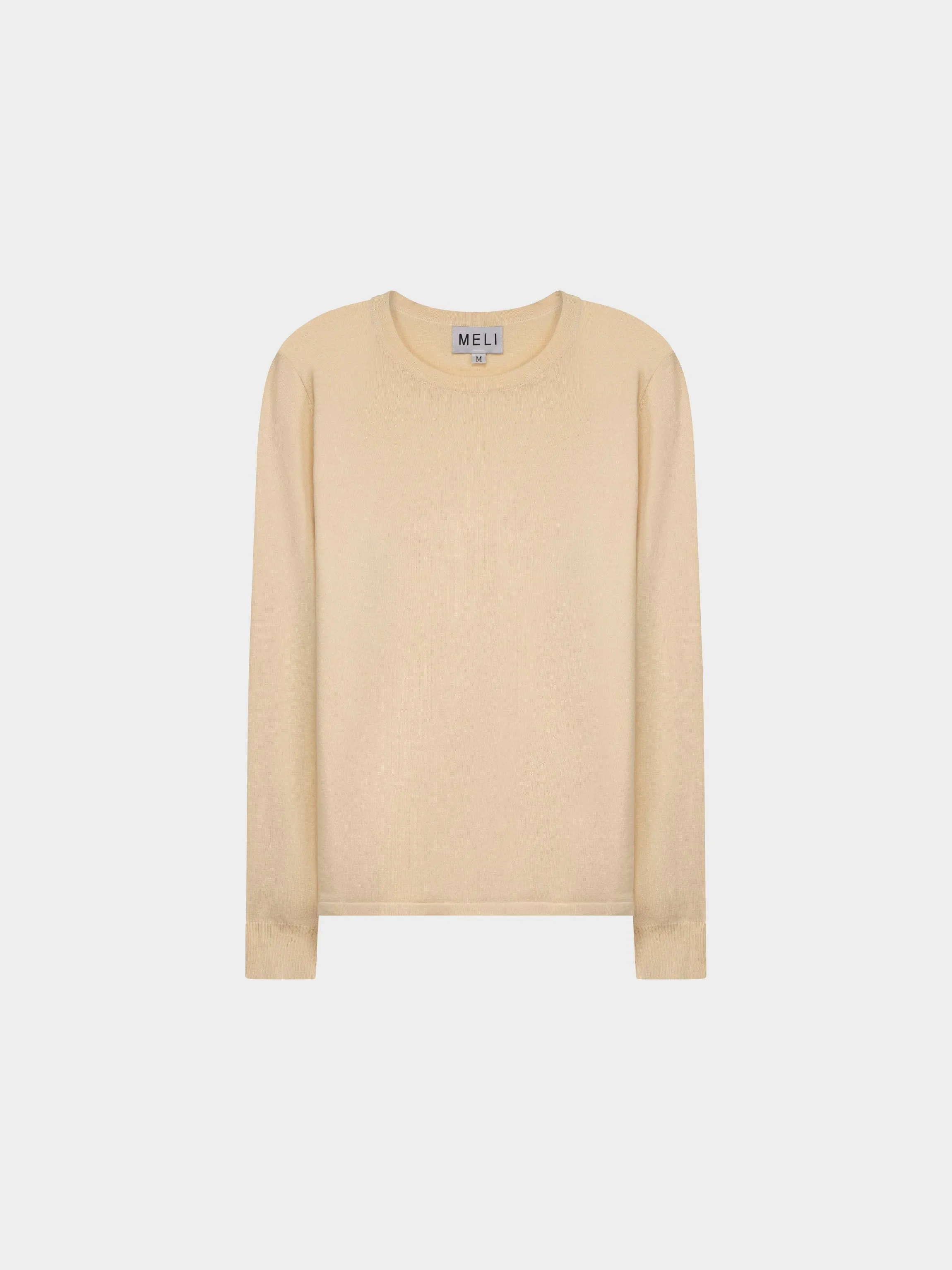 THIN KNIT CREW SWEATER-CREAM