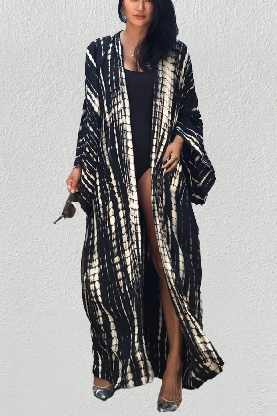 Tie Dye kimono cardigan womens Long Sleeve Dress