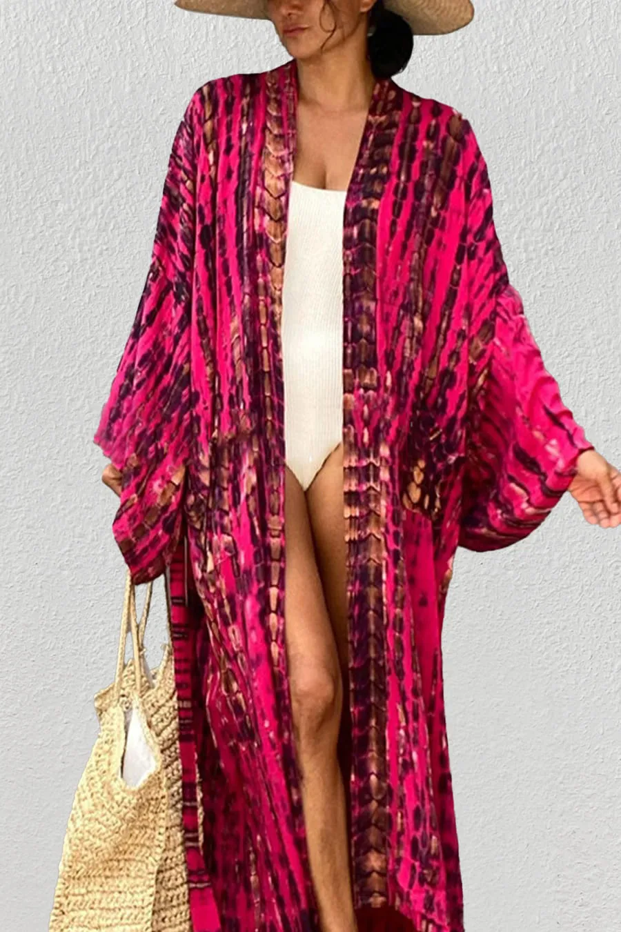 Tie Dye kimono cardigan womens Long Sleeve Dress