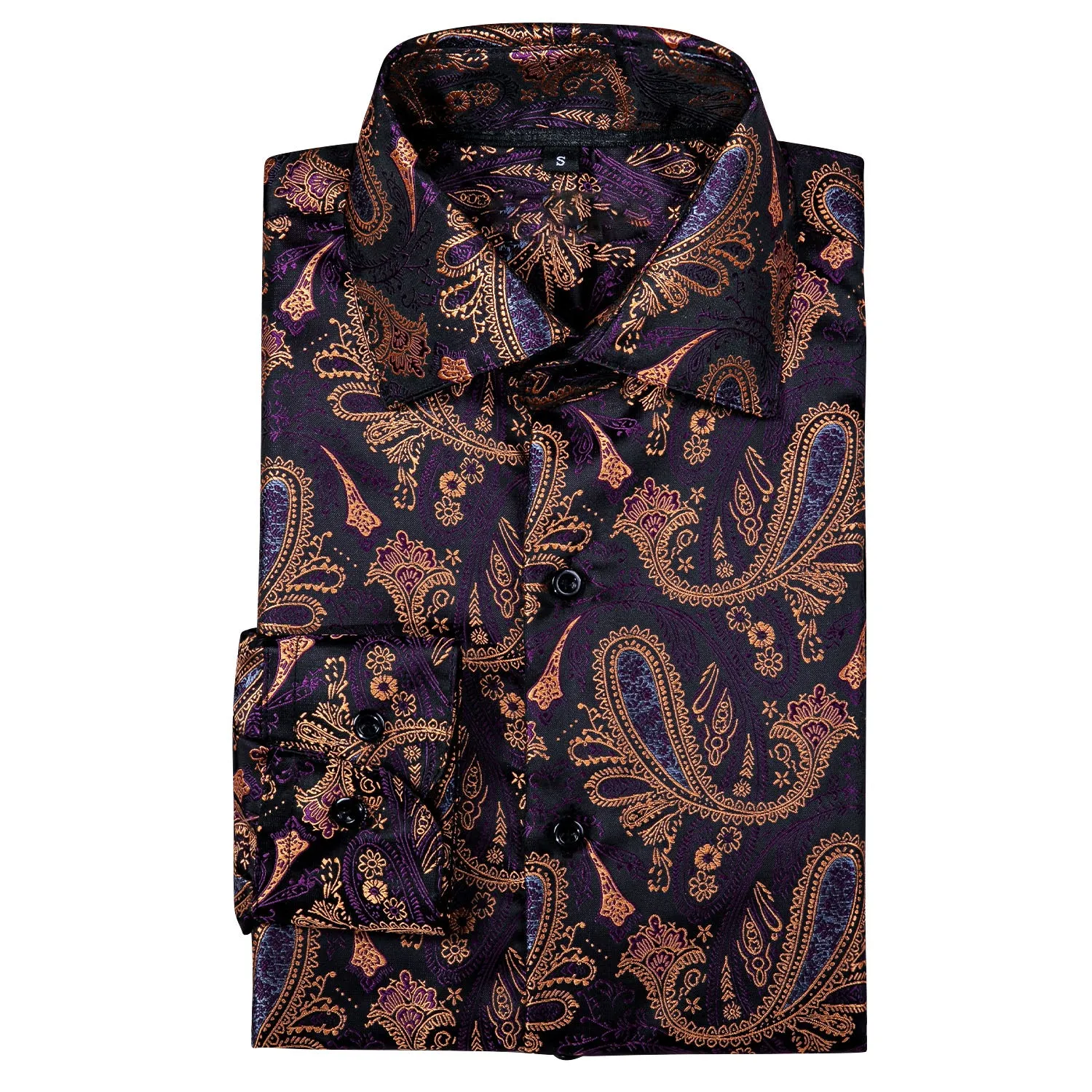 Ties2you Luxury Purple Brown Paisley Silk Men's Shirt