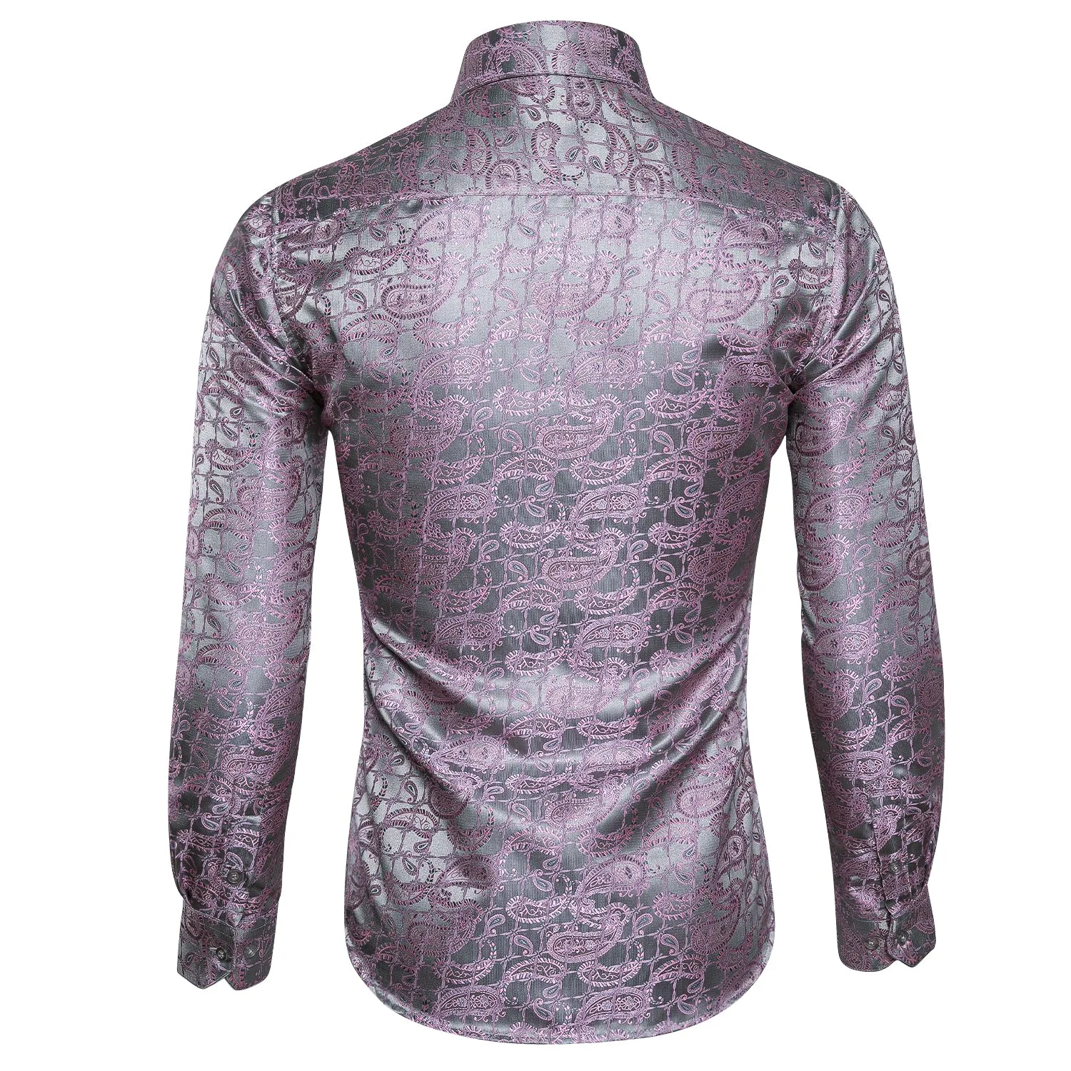 Ties2you Luxury Silver Pink Paisley Silk Men's Shirt