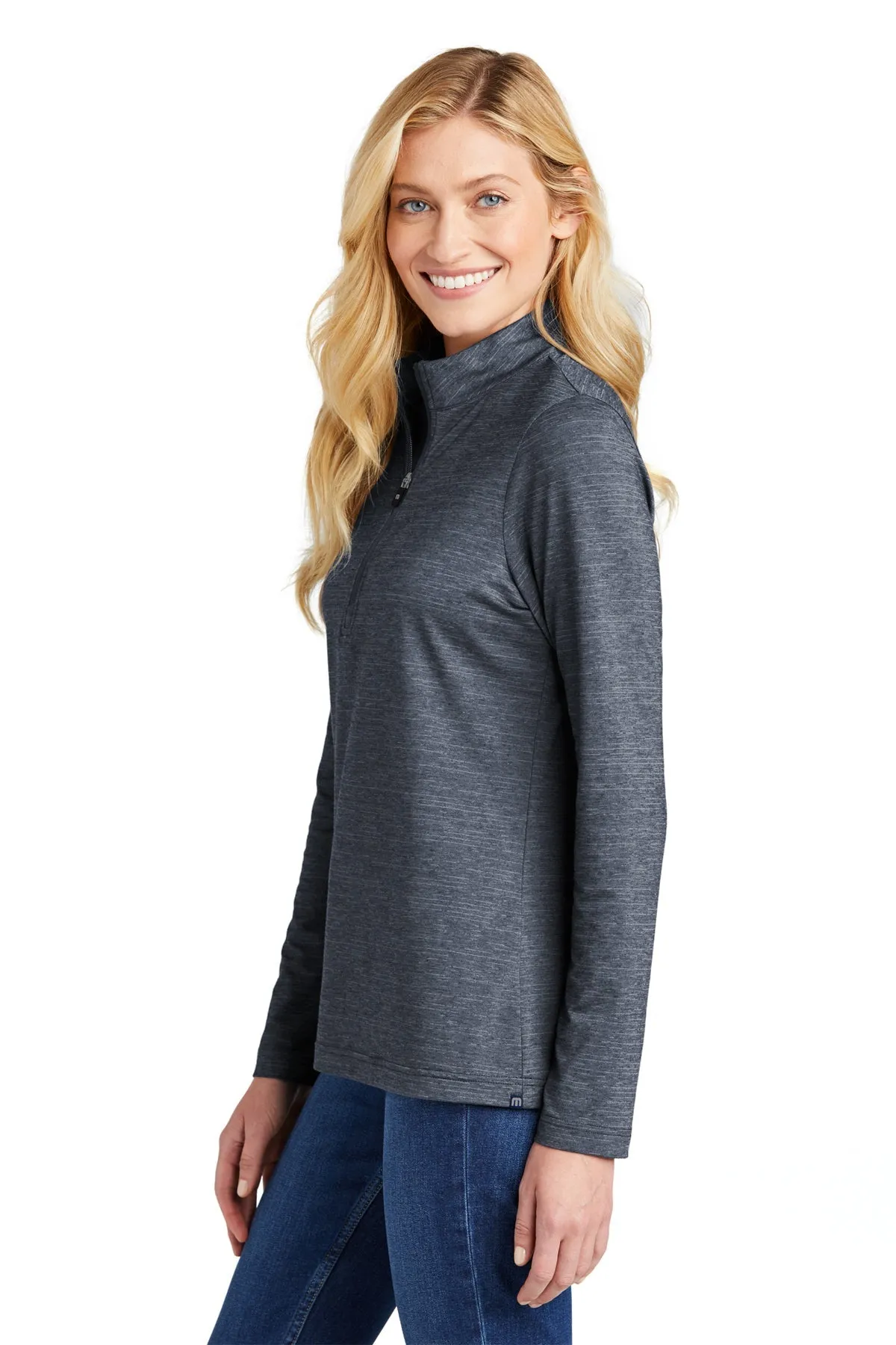 TravisMathew Ladies Crestview 1/4-Zip Vintage Indigo Heather