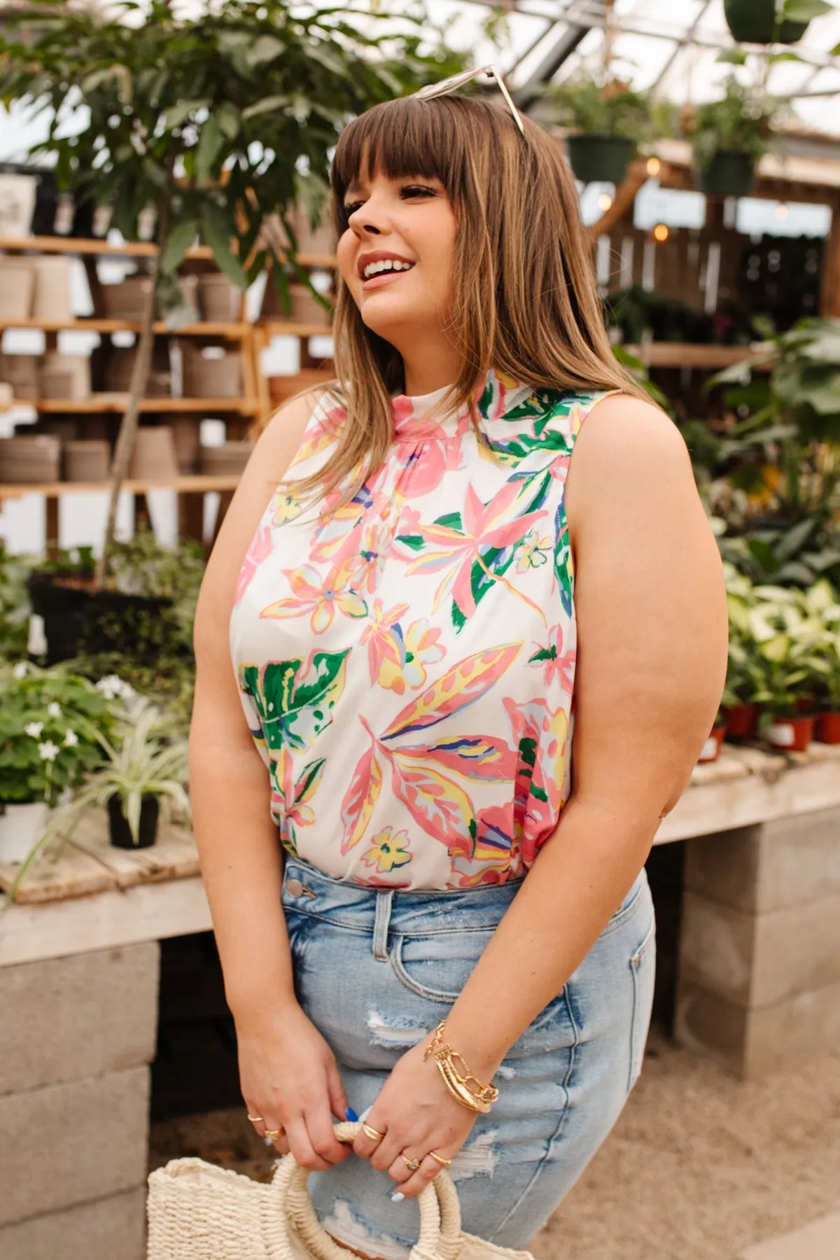 Tropical Rain Sleeveless Top