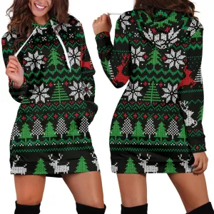 Ugly Christmas Red Green Black Hoodie Dress