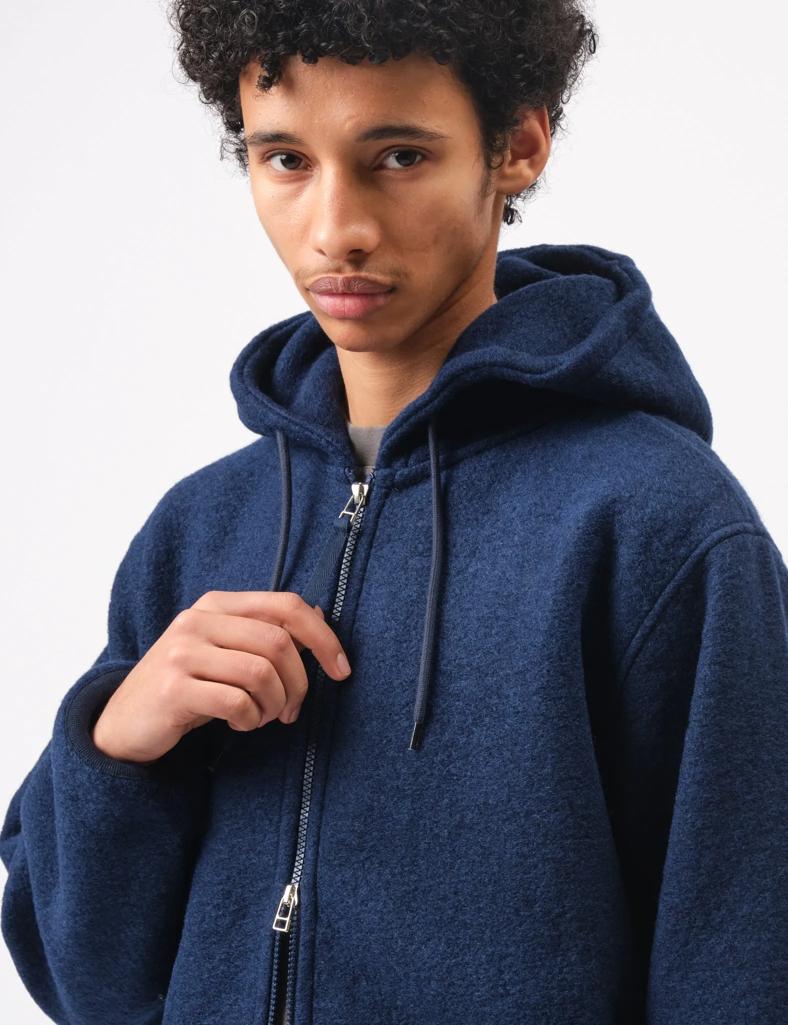 Universal Works Travel Wool Fleece Hoodie - Indigo Blue