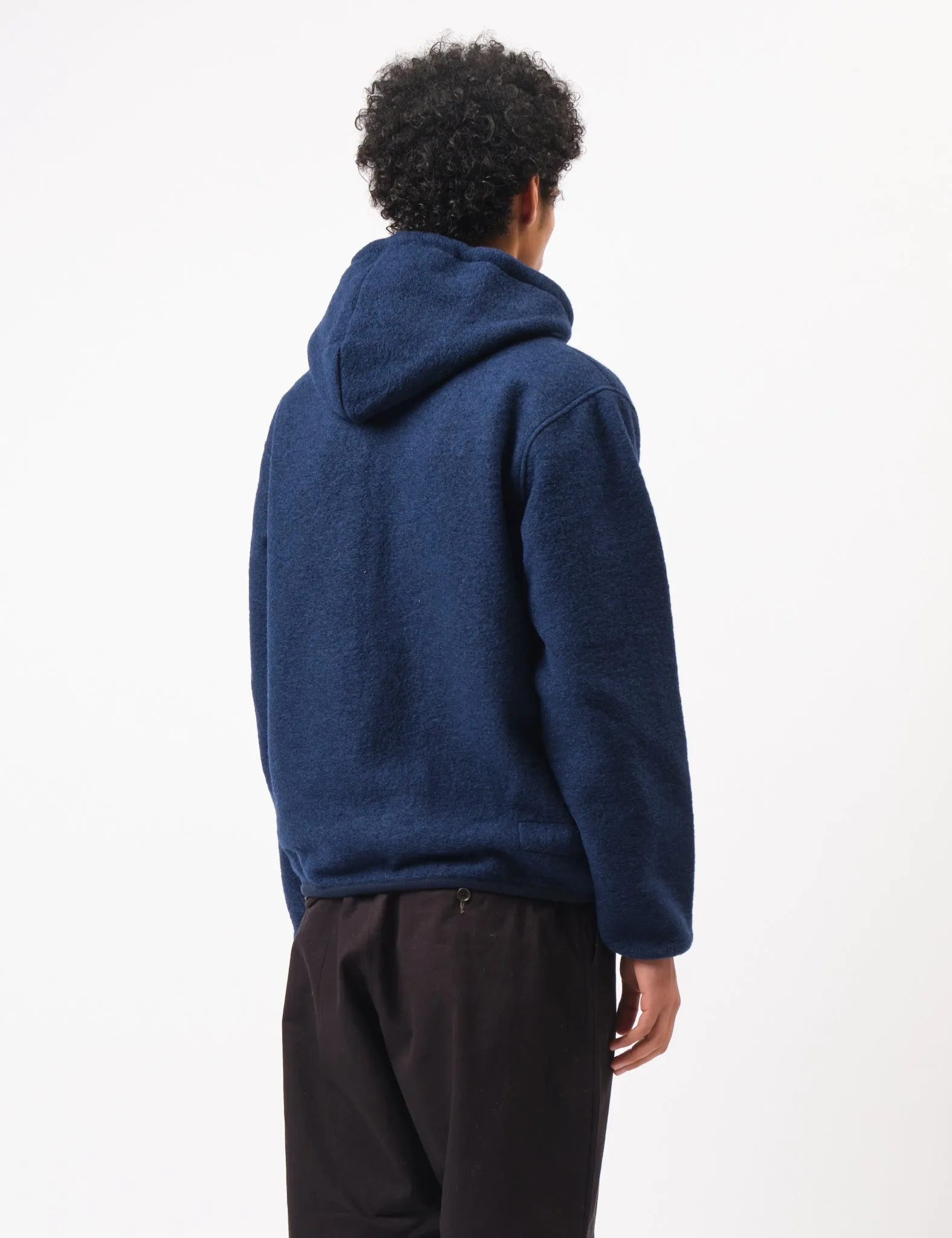 Universal Works Travel Wool Fleece Hoodie - Indigo Blue