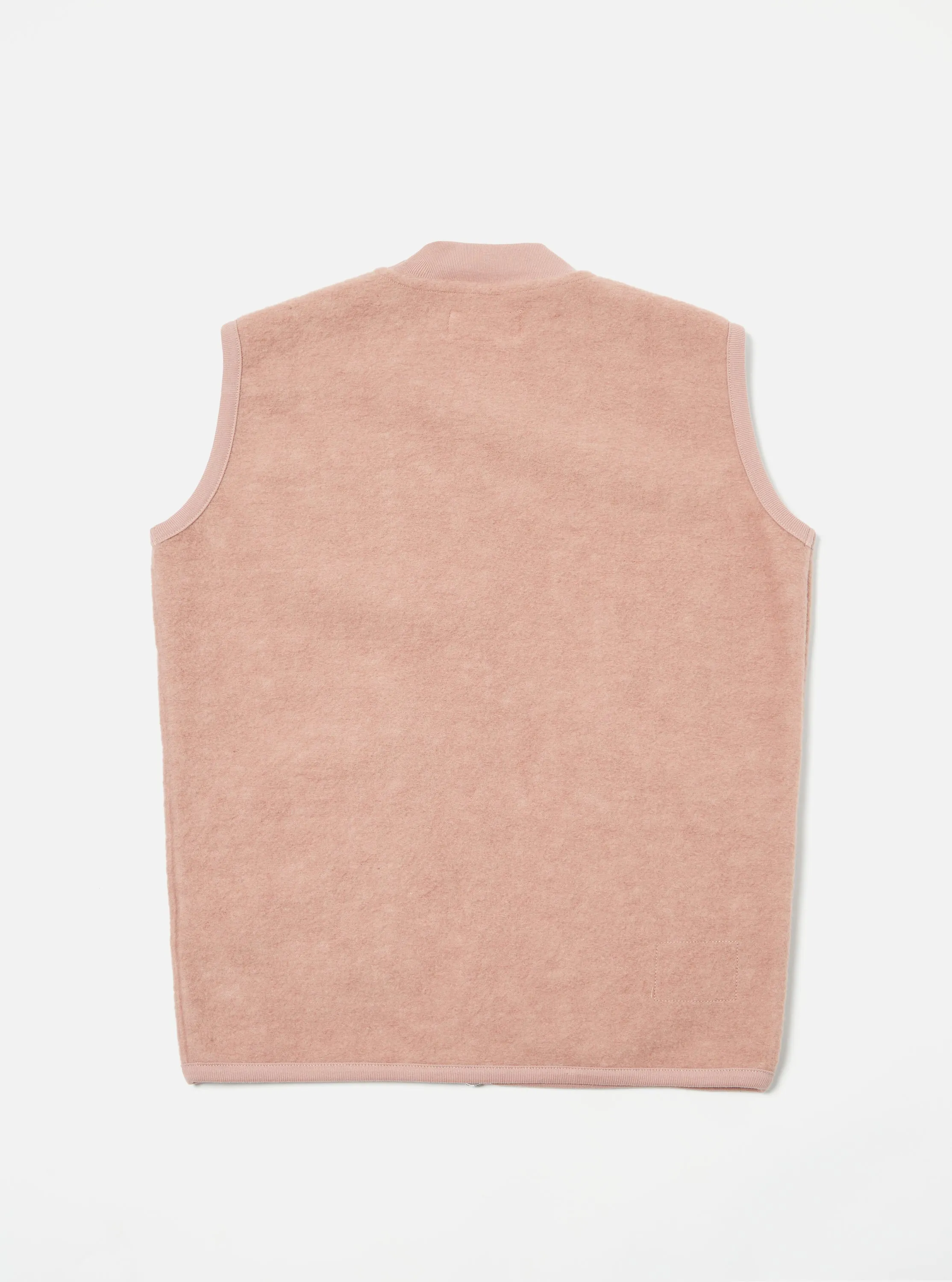 Universal Works Zip Waistcoat in Pink Wool Fleece