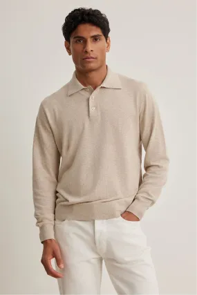 Velvet by Graham & Spencer Men's Matteo Cotton Linen Sweater Polo | Flax