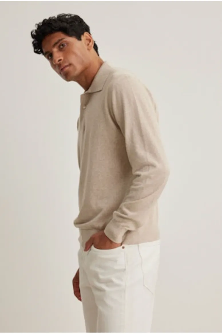 Velvet by Graham & Spencer Men's Matteo Cotton Linen Sweater Polo | Flax