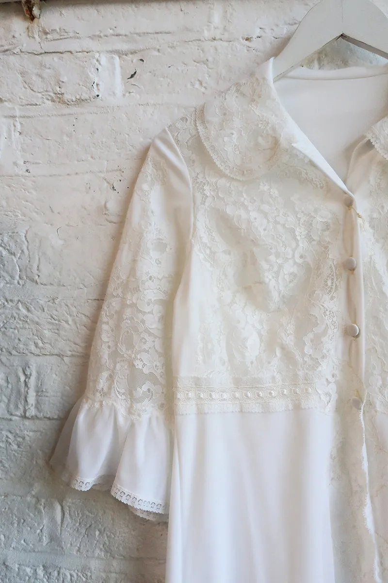 Vintage Midi Dress - Priscilla White Lace - Size XS